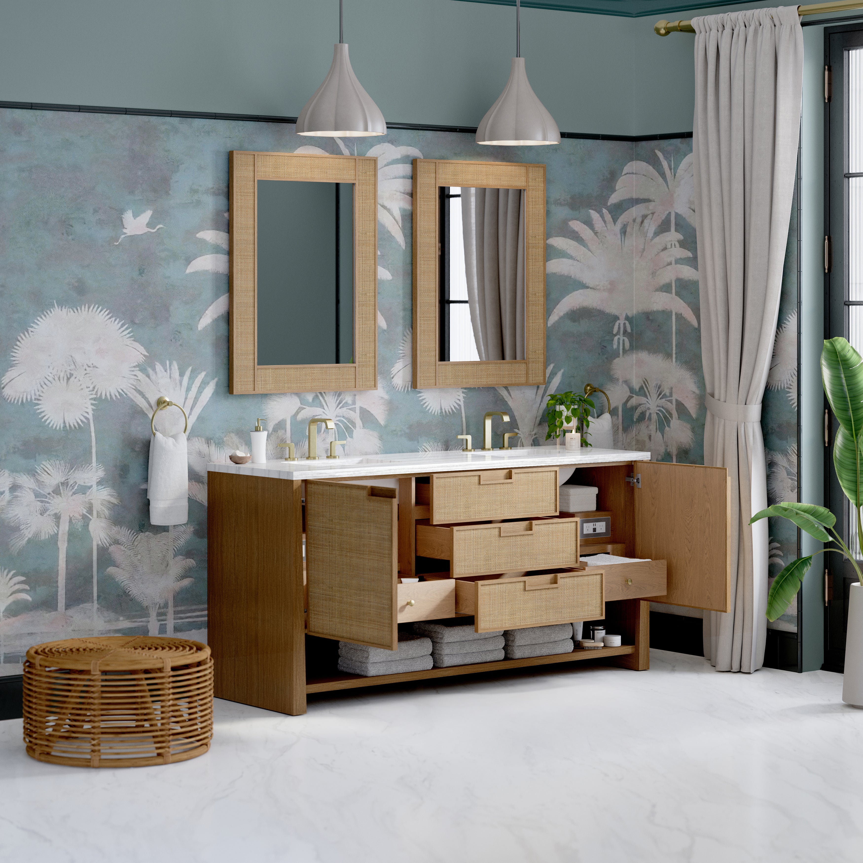James Martin Solene 72" Double Vanity in Seaside Oak with 3cm Countertop