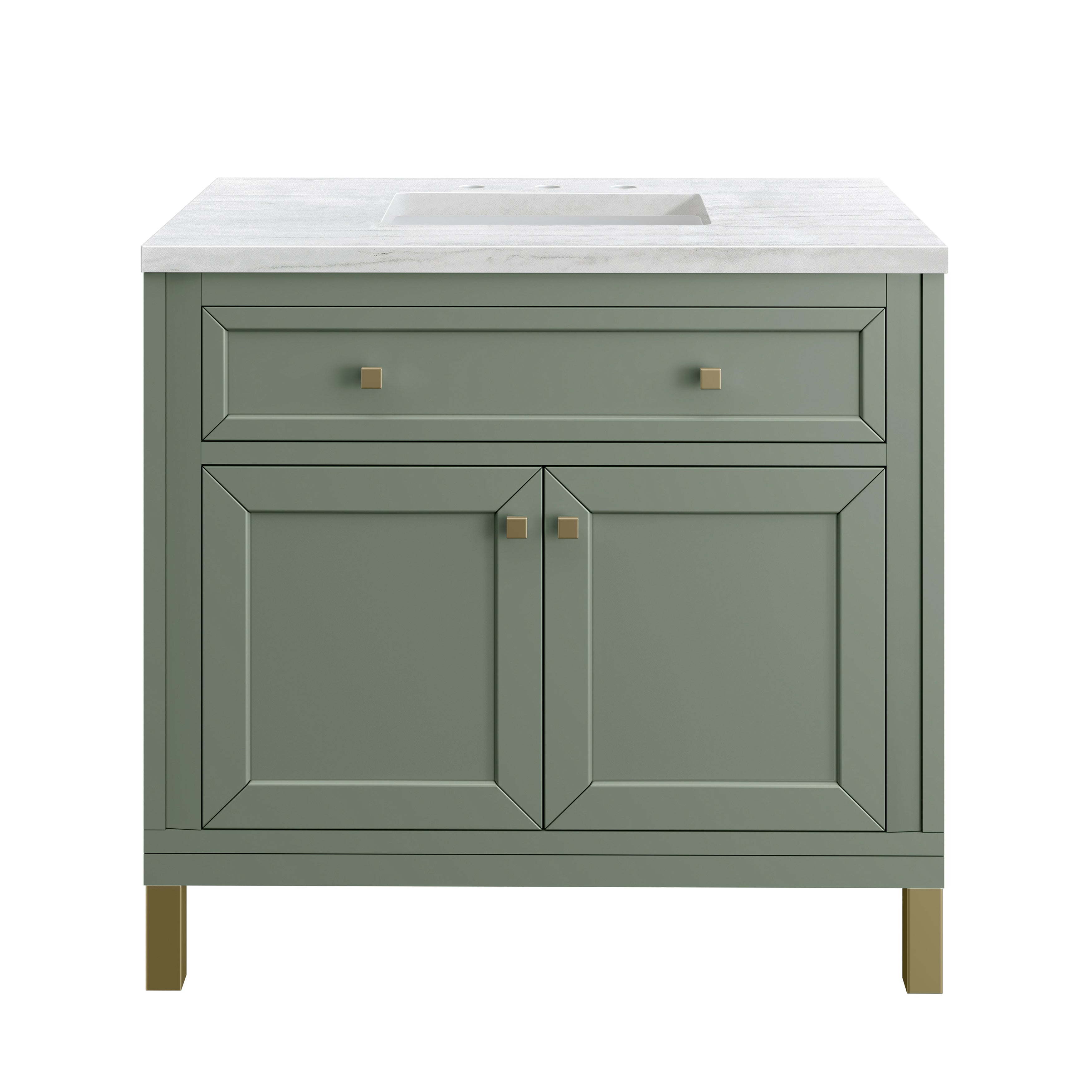 James Martin Chicago 36" Single Vanity in Smokey Celadon with 3cm Countertop