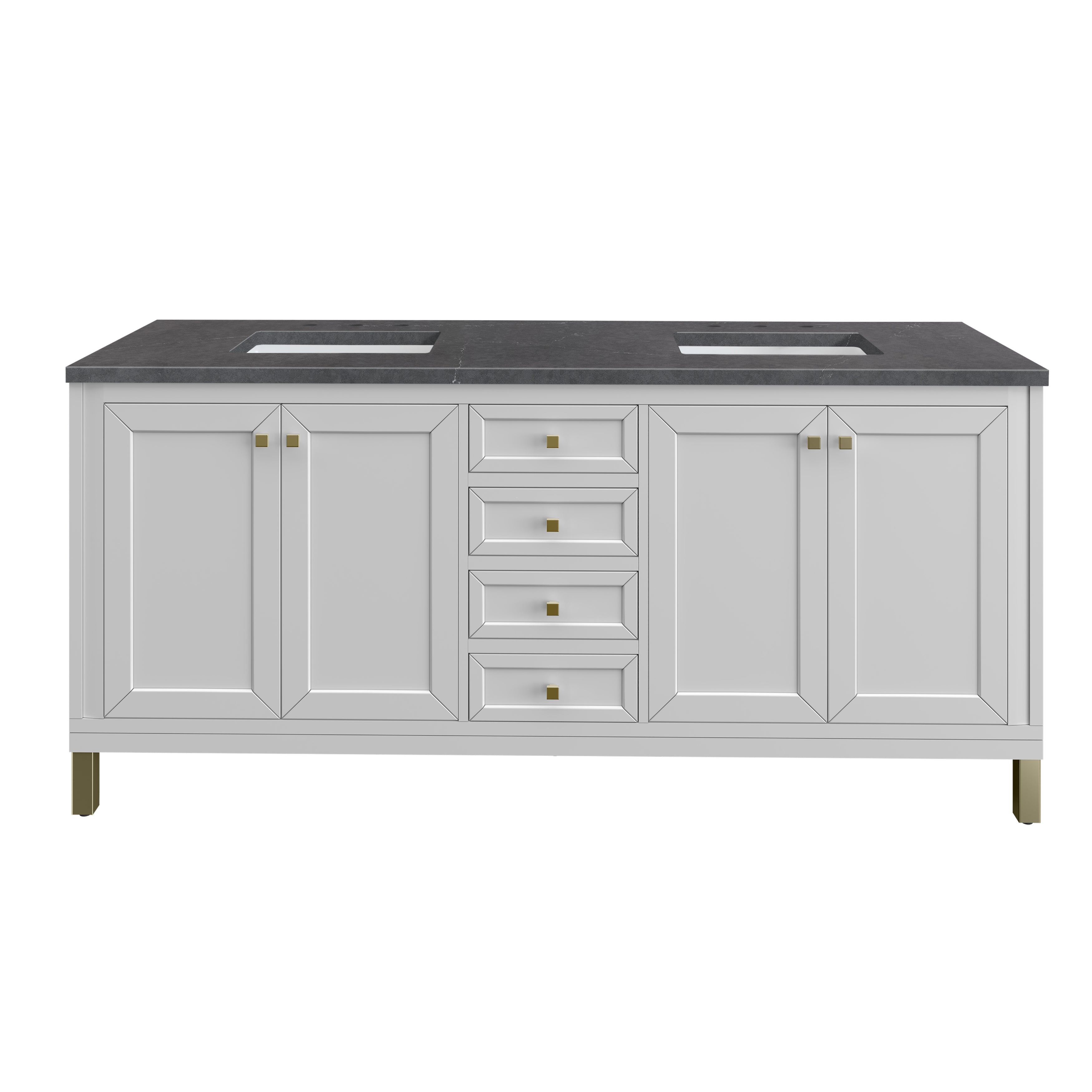 James Martin Chicago 72" Double Vanity in Glossy White with 3cm Countertop