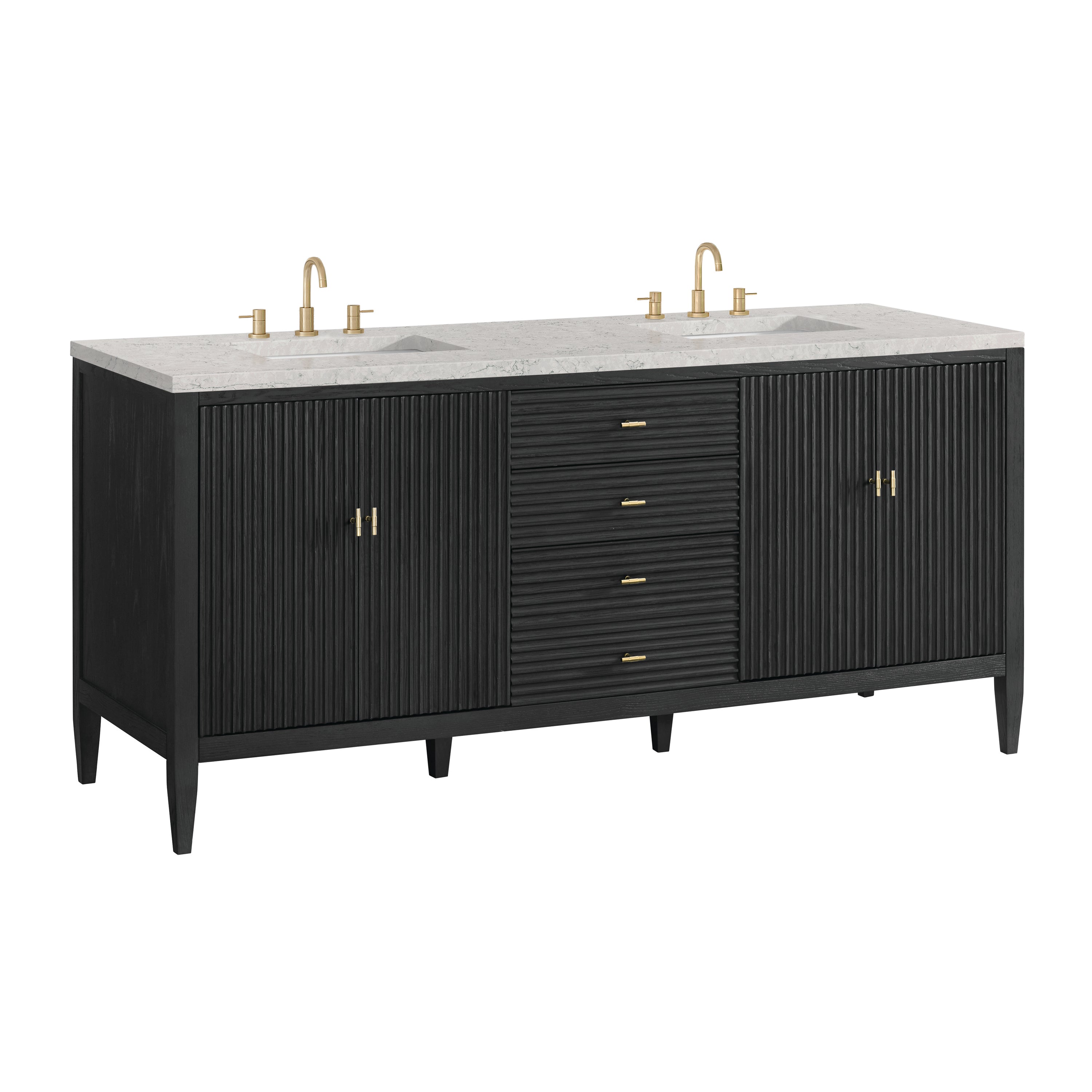 James Martin Myrrin 72" Double Vanity in Carbon Oak with 3cm Countertop