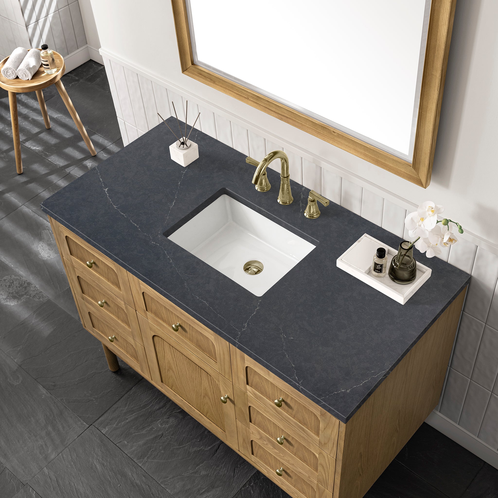 James Martin Laurent 48" Single Vanity in Light Natural Oak with 3cm Countertop