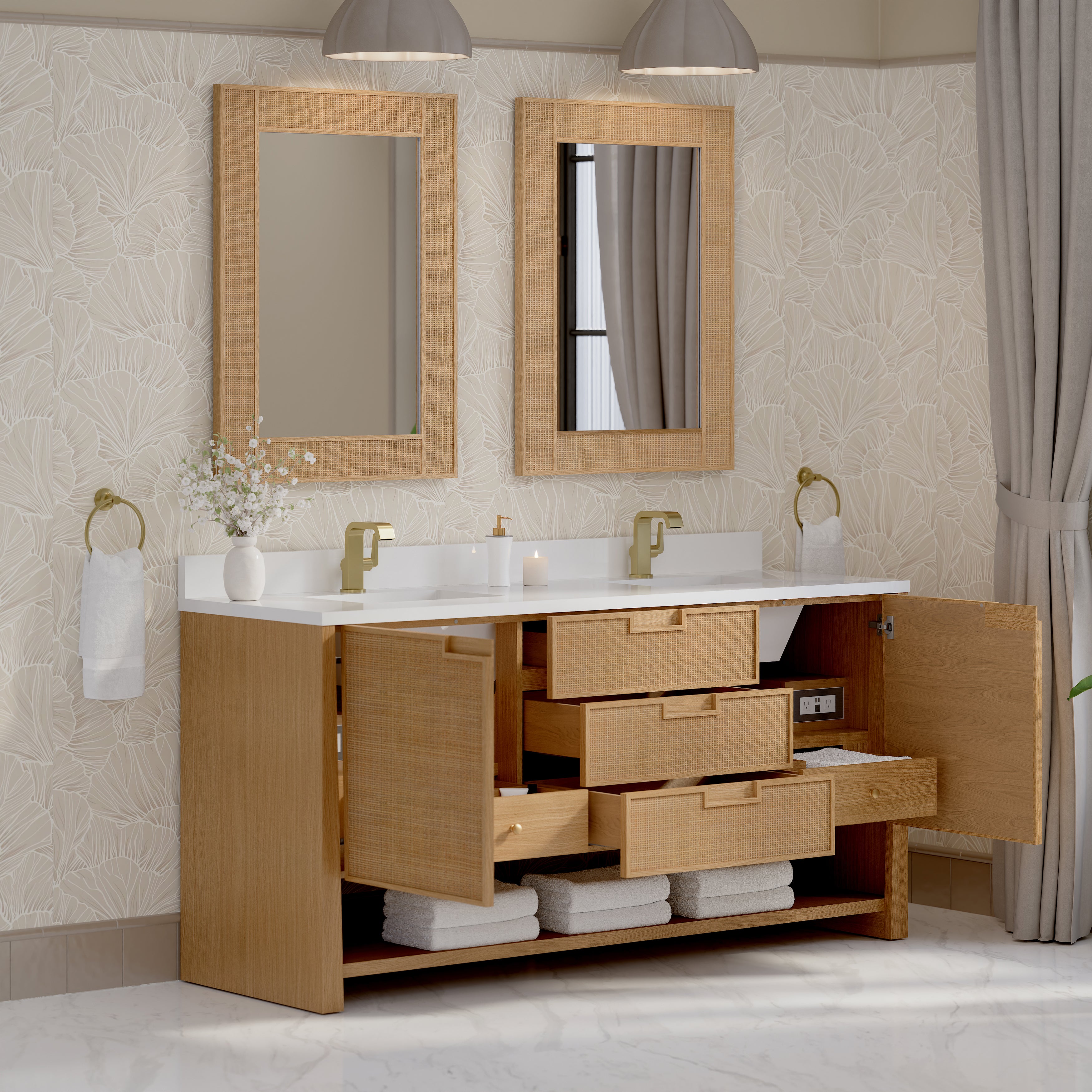 James Martin Solene 72" Double Vanity in Seaside Oak with 3cm Countertop