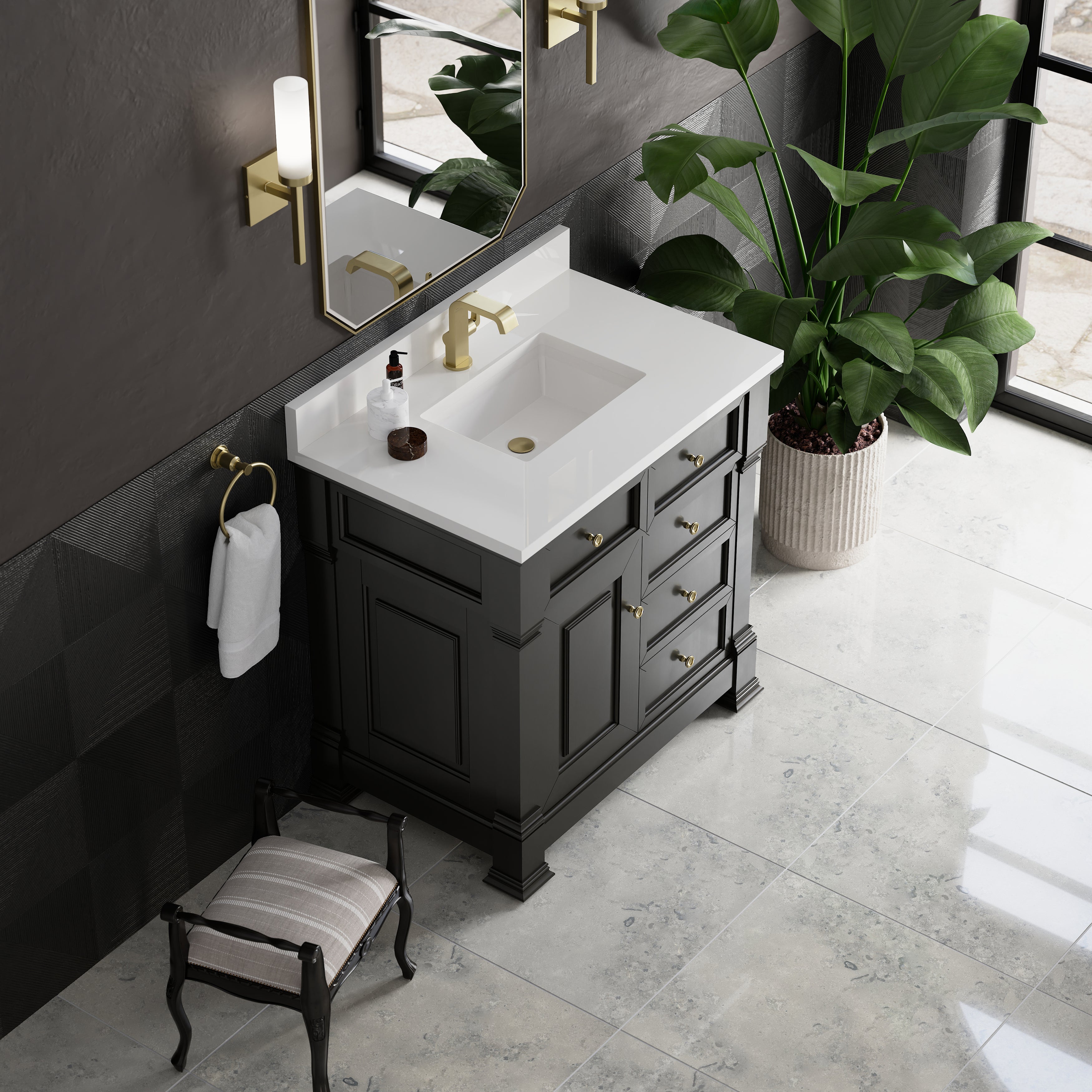 James Martin Brookfield 36" Single Vanity in Black Onyx with 3cm Countertop