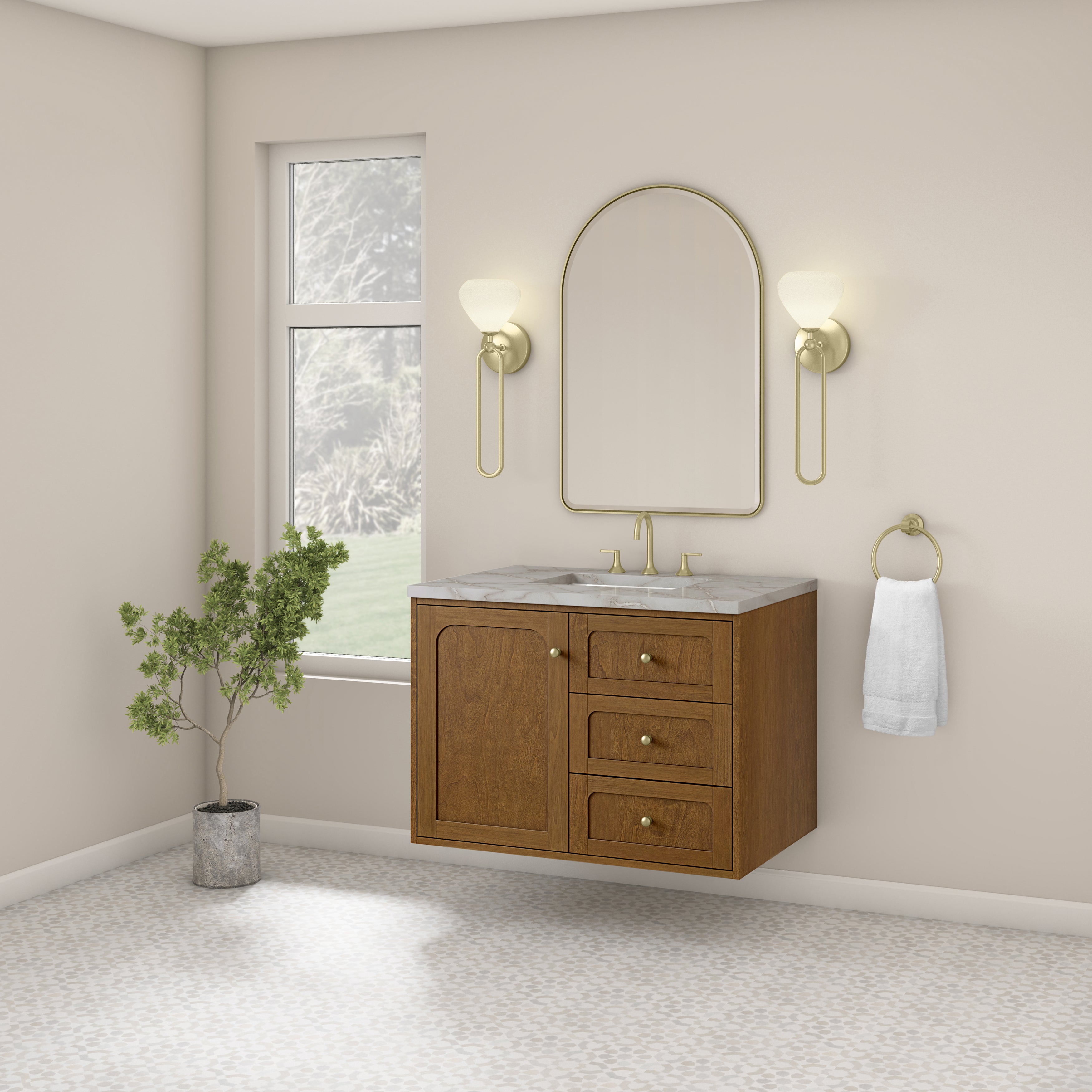 James Martin Laurent 36" Single Vanity in Honey Oak with 3cm Countertop