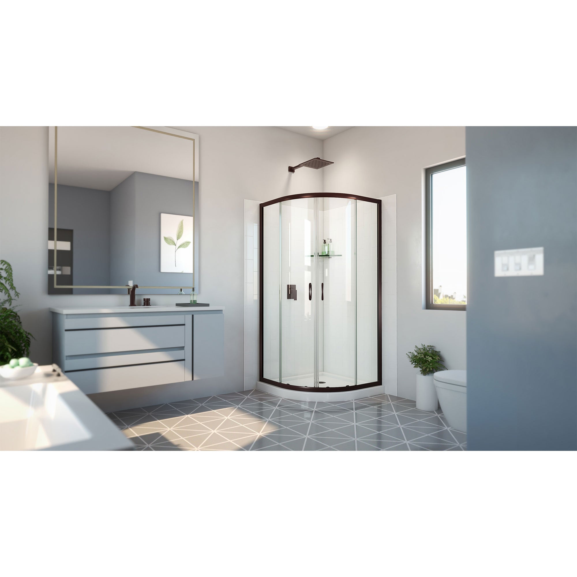 DreamLine Prime 36 inch x 36 inch x 78 3/4 inch H Semi-Frameless Sliding Shower Enclosure, Shower Base, and Wall Kit