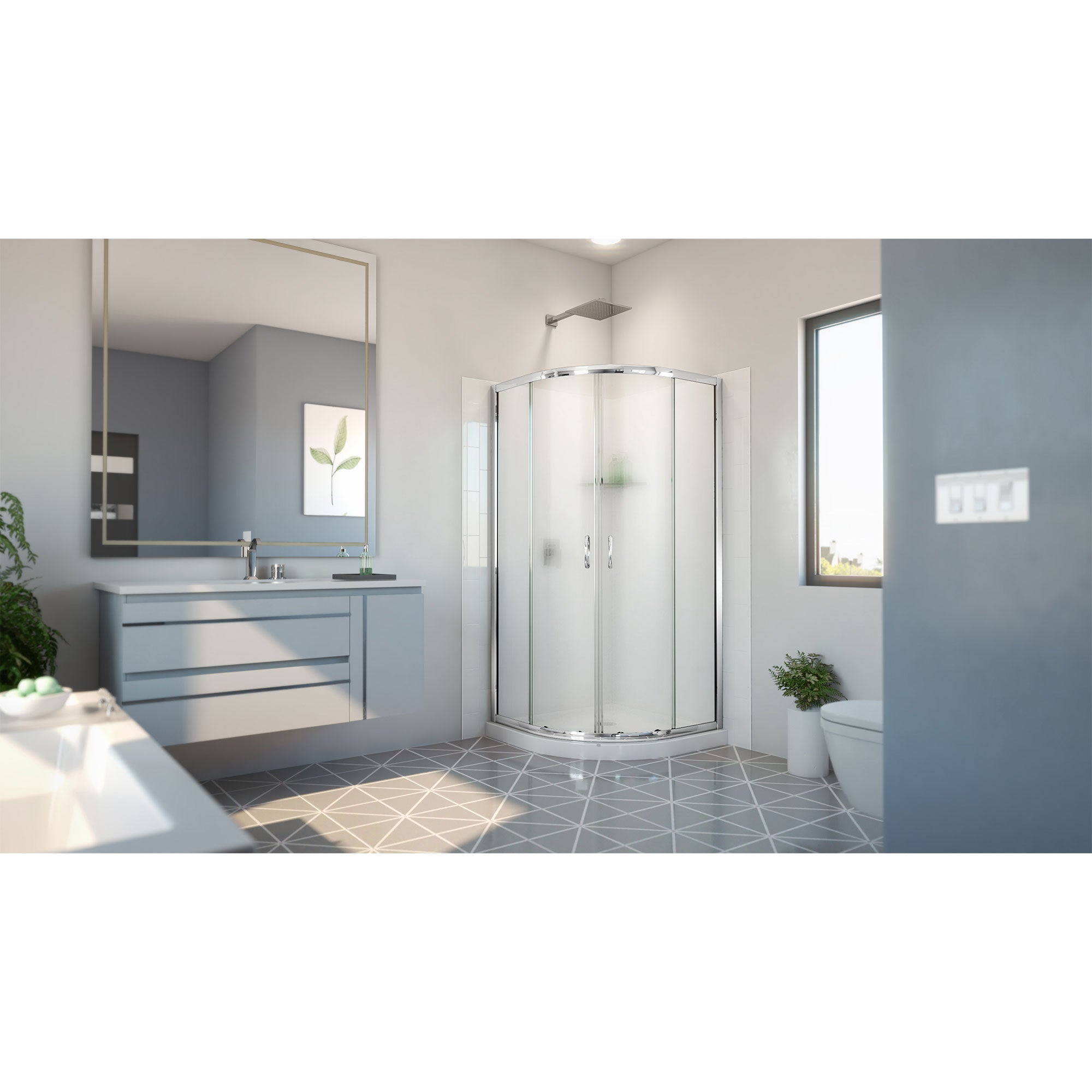 DreamLine Prime 36 inch x 36 inch x 78 3/4 inch H Semi-Frameless Sliding Shower Enclosure, Shower Base, and Wall Kit