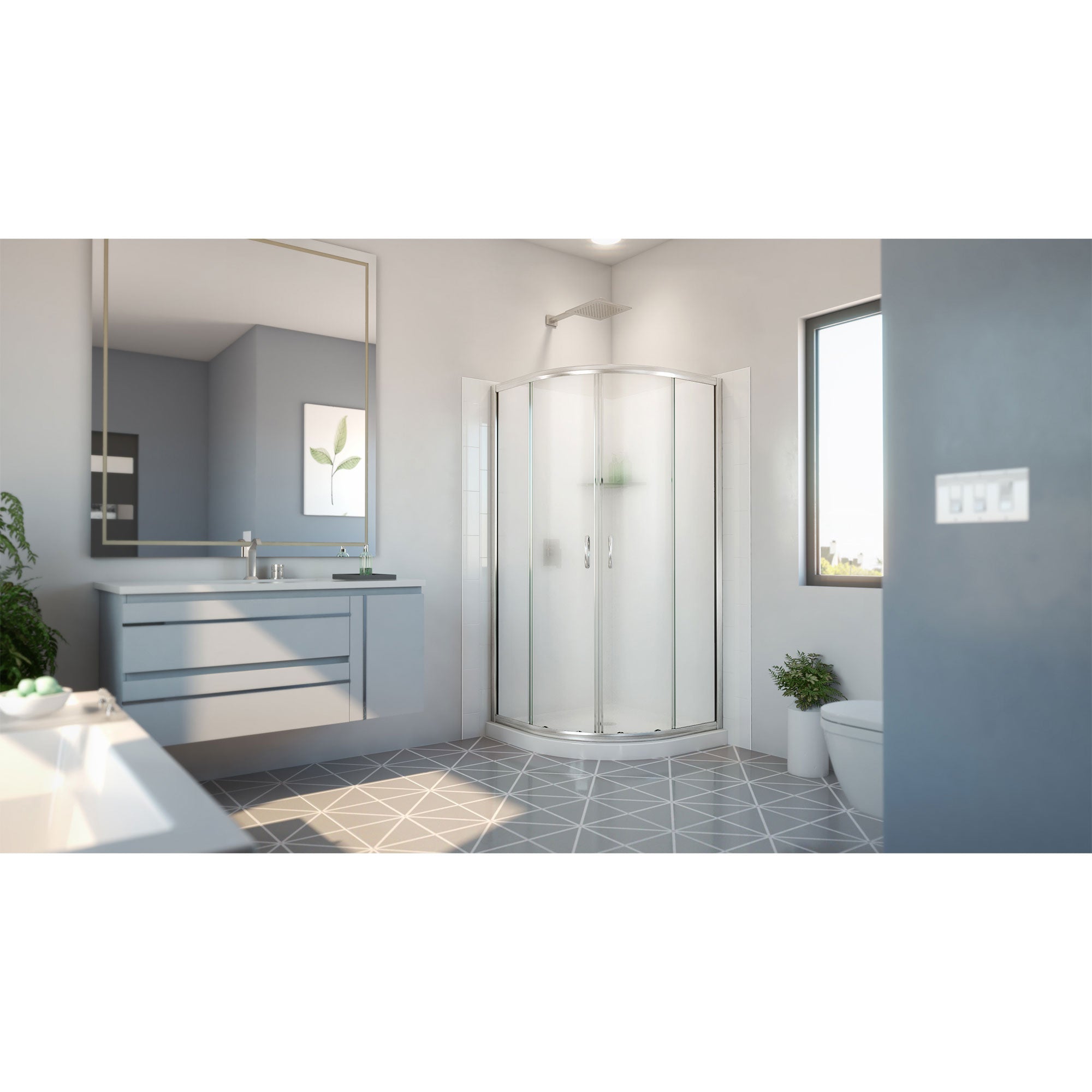 DreamLine Prime 38 inch x 38 inch x 78 3/4 inch H Semi-Frameless Sliding Shower Enclosure , Shower Base, and Wall Kit