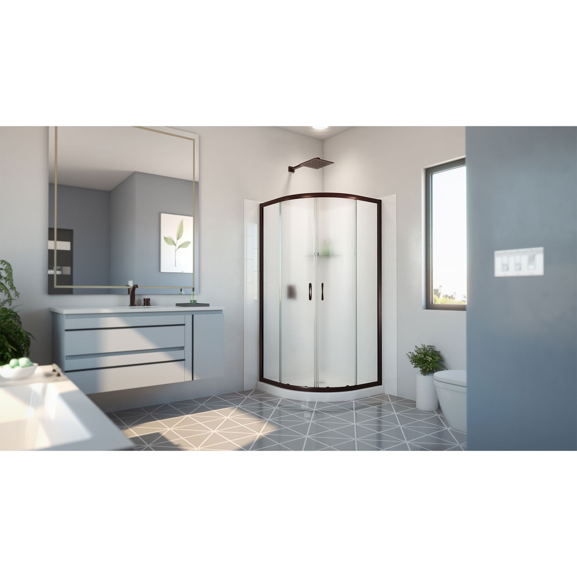 DreamLine Prime 36 inch x 36 inch x 78 3/4 inch H Semi-Frameless Sliding Shower Enclosure, Shower Base, and Wall Kit
