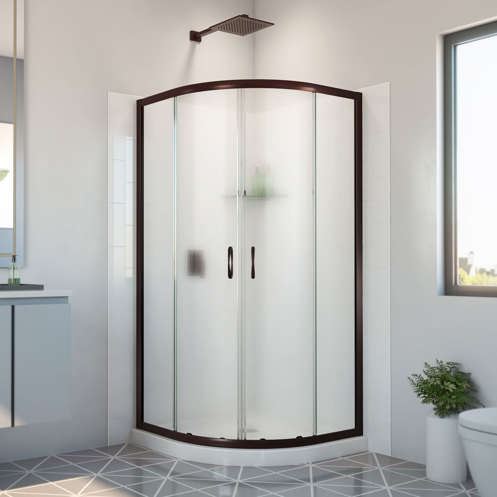 DreamLine Prime 36 inch x 36 inch x 78 3/4 inch H Semi-Frameless Sliding Shower Enclosure, Shower Base, and Wall Kit