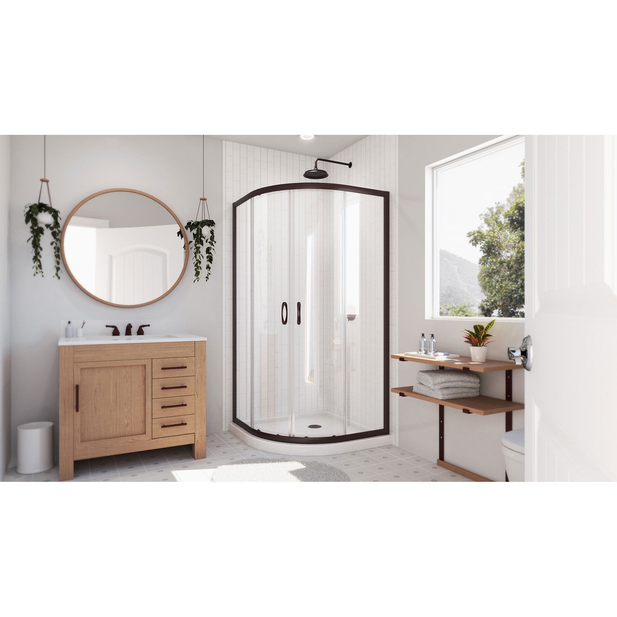 DreamLine Prime 38 inch D x 38 inch W x 74 3/4 inch H Semi-Frameless Sliding Clear Shower Enclosure  with  Shower Base Kit
