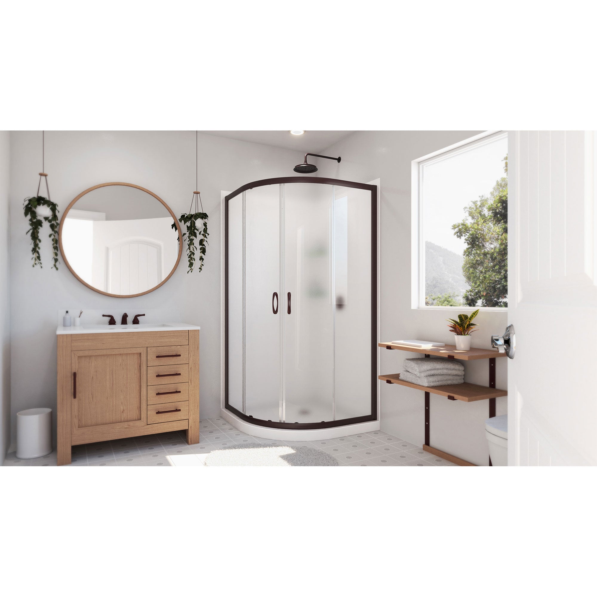 DreamLine Prime 38 inch x 38 inch x 76 3/4 inch Semi-Frameless Sliding Shower Enclosure, Shower Base, and Wall Kit