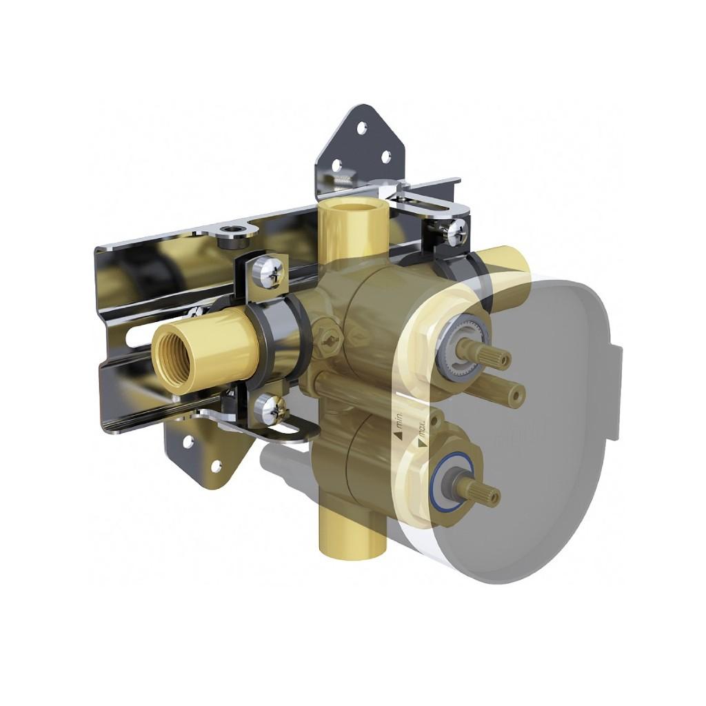 in2aqua 4-port pressure balance valve (eurobalance), with manual diverter, with in2itiv rough-in mounting system