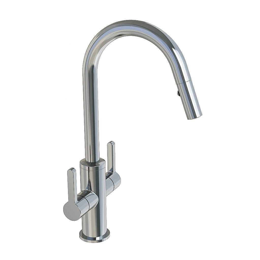 in2aqua Edge two-lever handle kitchen faucet with swivel spout and pull-down spray