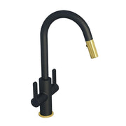 in2aqua Edge two-lever handle kitchen faucet with swivel spout and pull-down spray