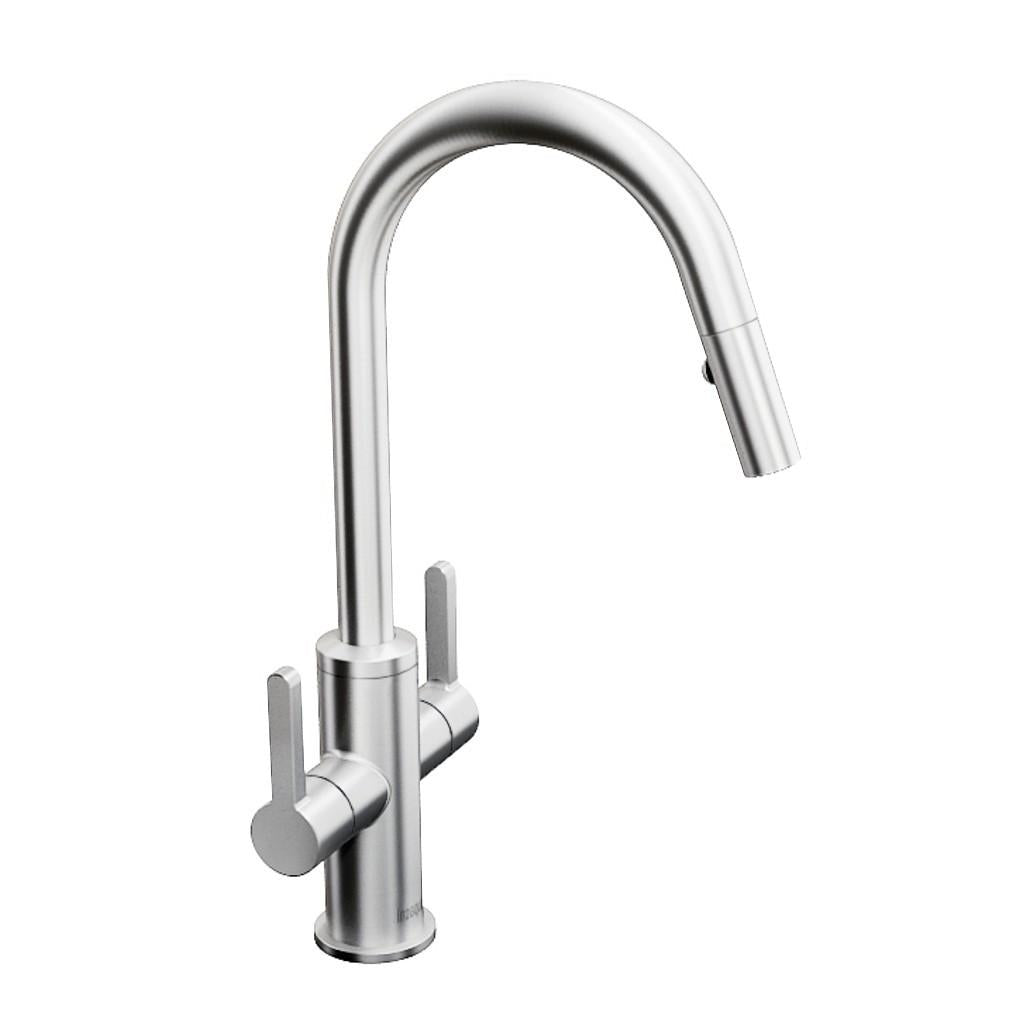 in2aqua Edge two-lever handle kitchen faucet with swivel spout and pull-down spray