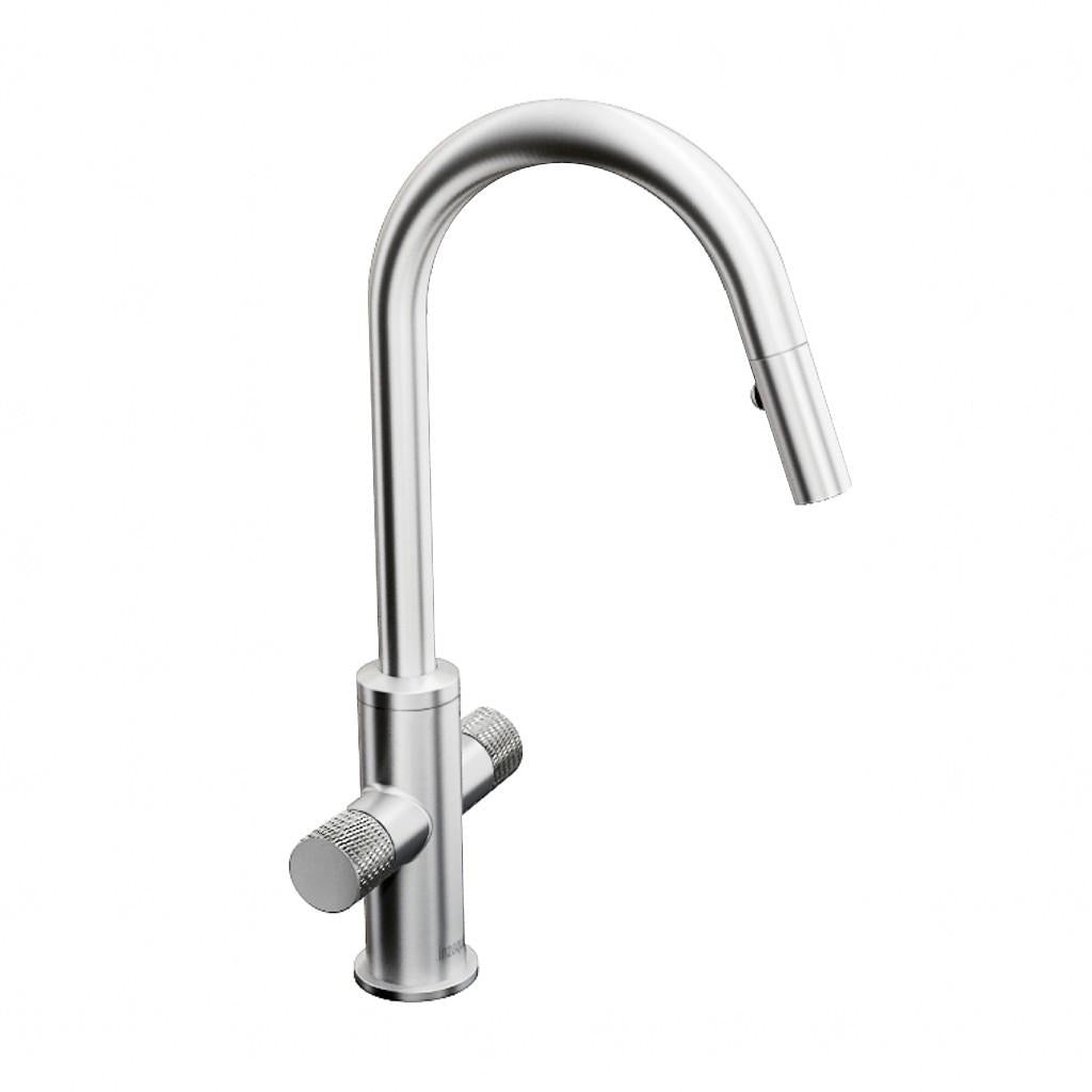 in2aqua Edge two-knurl handle kitchen faucet with swivel spout and pull-down spray