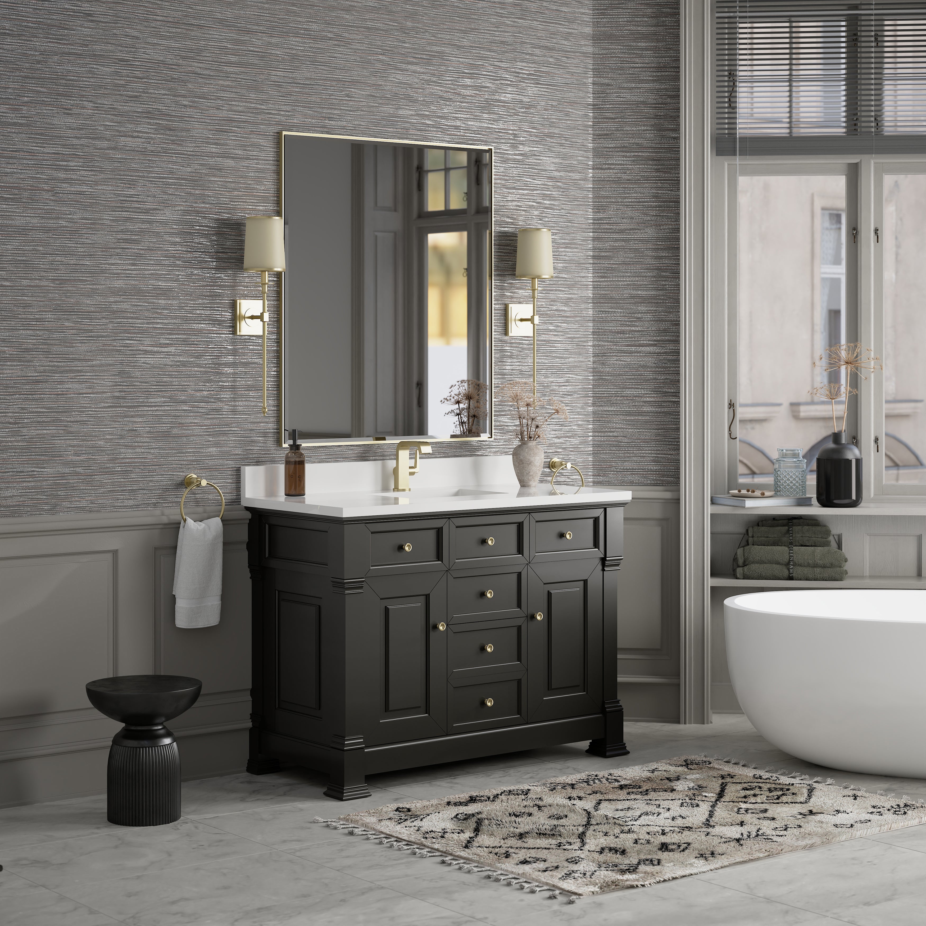 James Martin Brookfield 48" Single Vanity in Black Onyx with 3cm Countertop