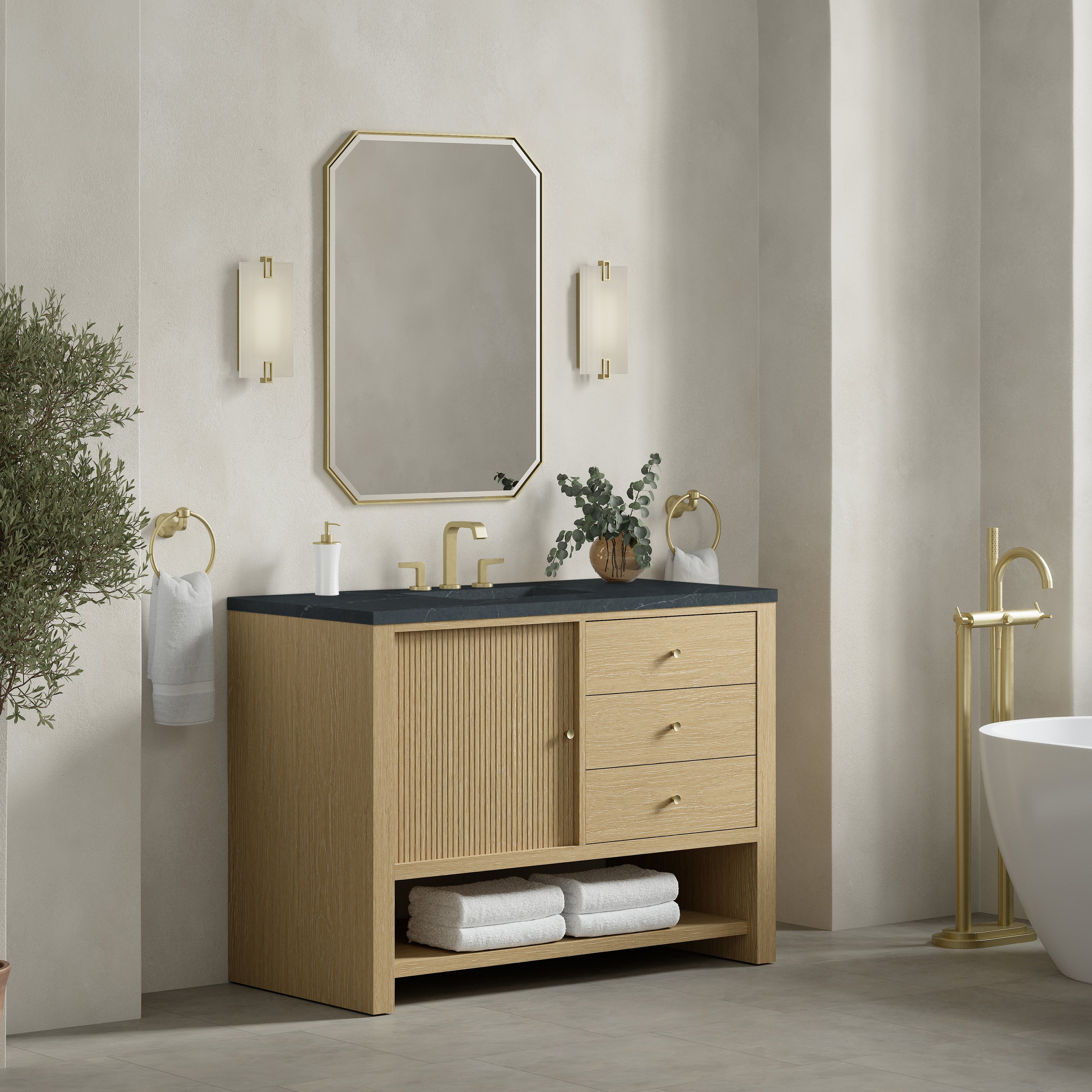 James Martin Marigot 48" Single Vanity in Sunwashed Oak with 3cm Countertop