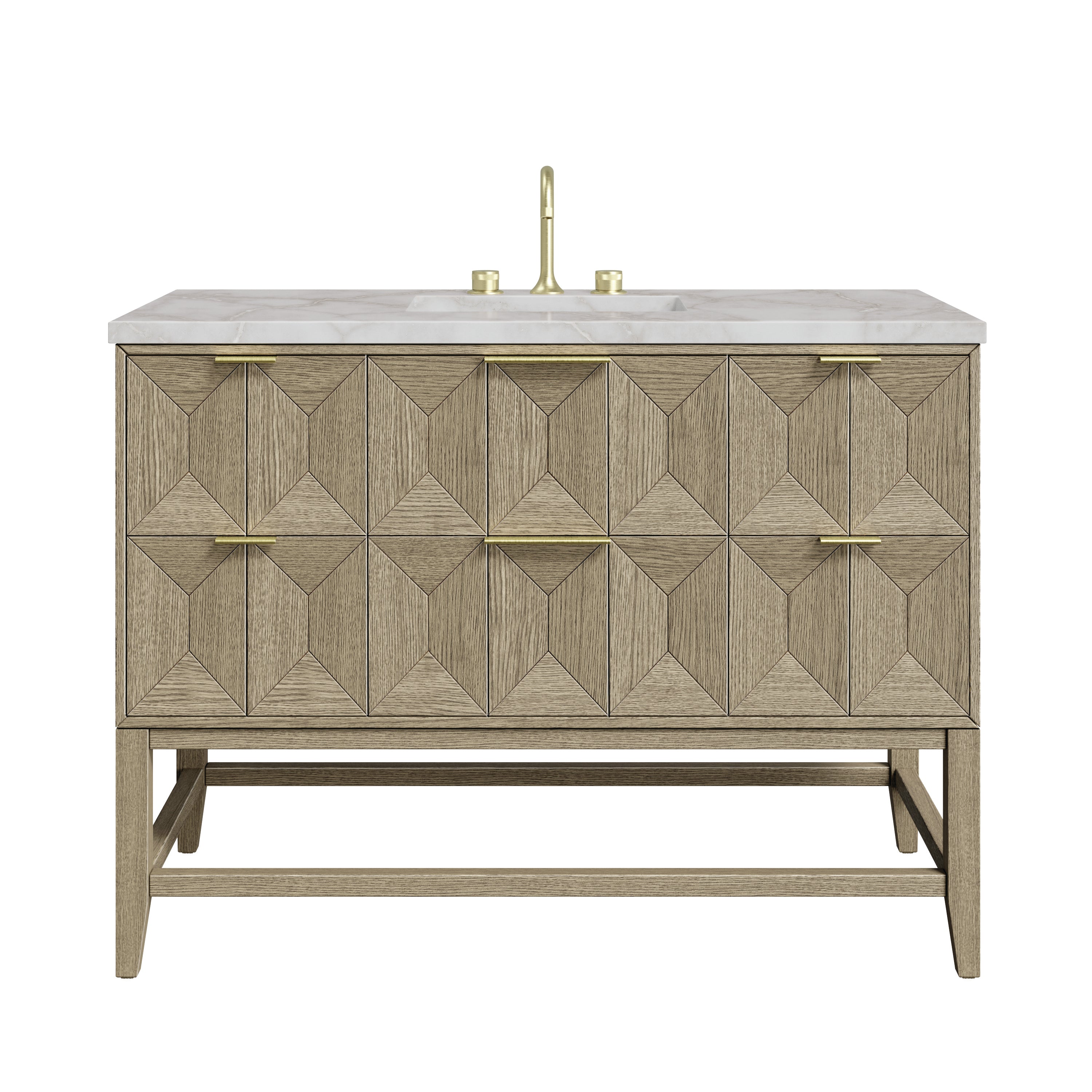 James Martin Emmeline 48" Single Vanity in Pebble Oak with 3cm Countertop and FreePower Wireless Charger