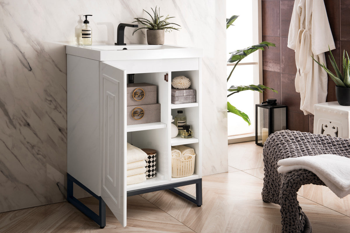 Alicante 24" Single Vanity with White Glossy Composite Stone Top