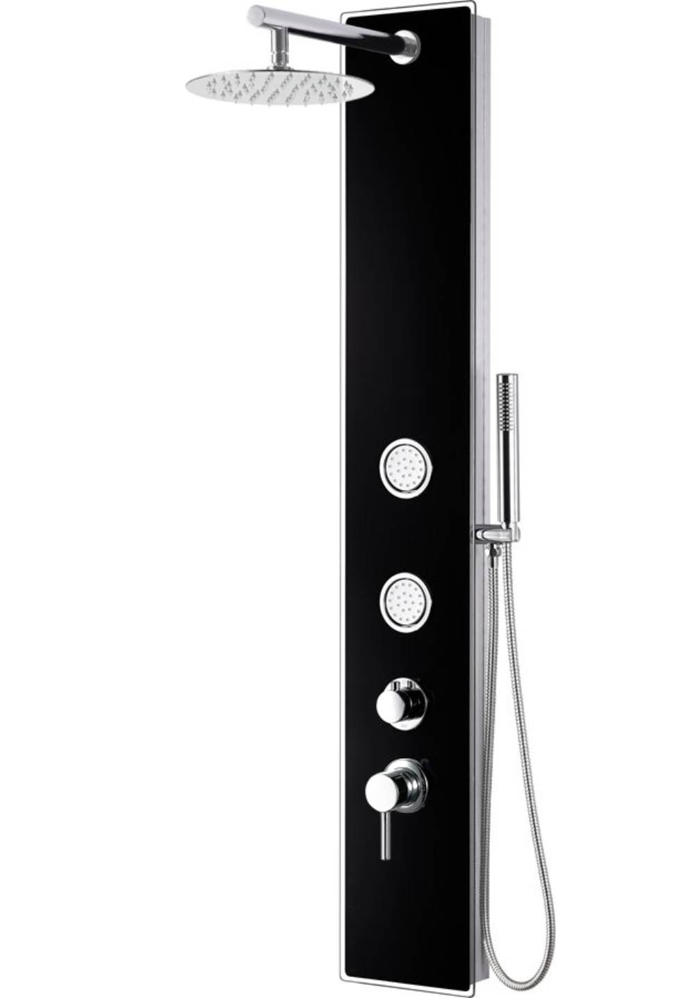 ALFI brand  ABSP55B Black Glass Shower Panel with 2 Body Sprays and Rain Shower Head