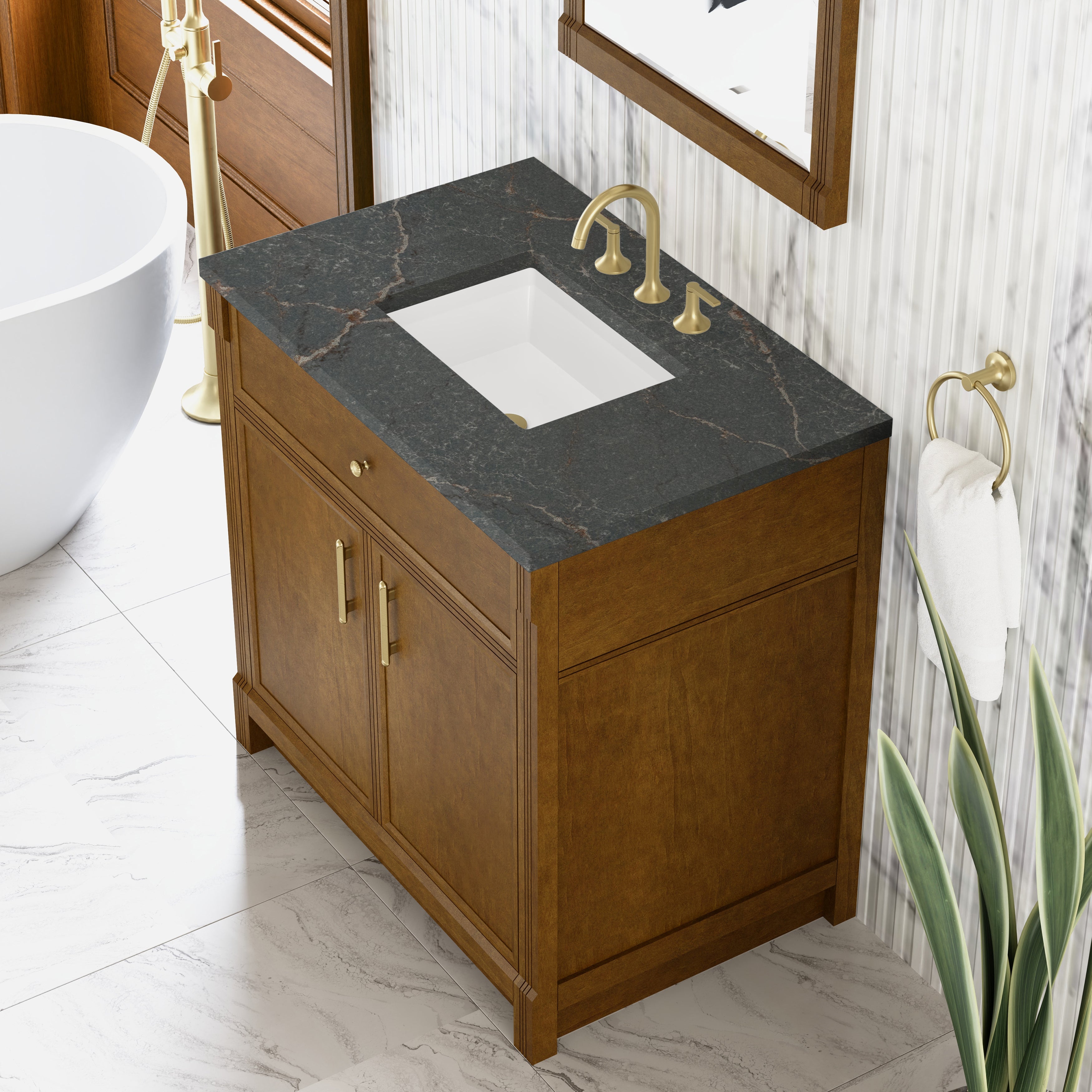 James Martin Bellshire 36" Single Vanity in Honey Oak with 3cm Countertop