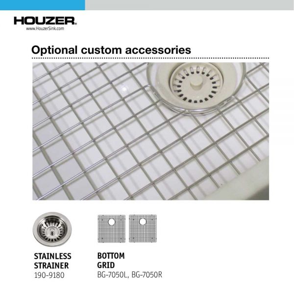 Houzer Platus 32" Fireclay Apron Front Farmhouse 50/50 Double Bowl Kitchen Sink with Low Divider