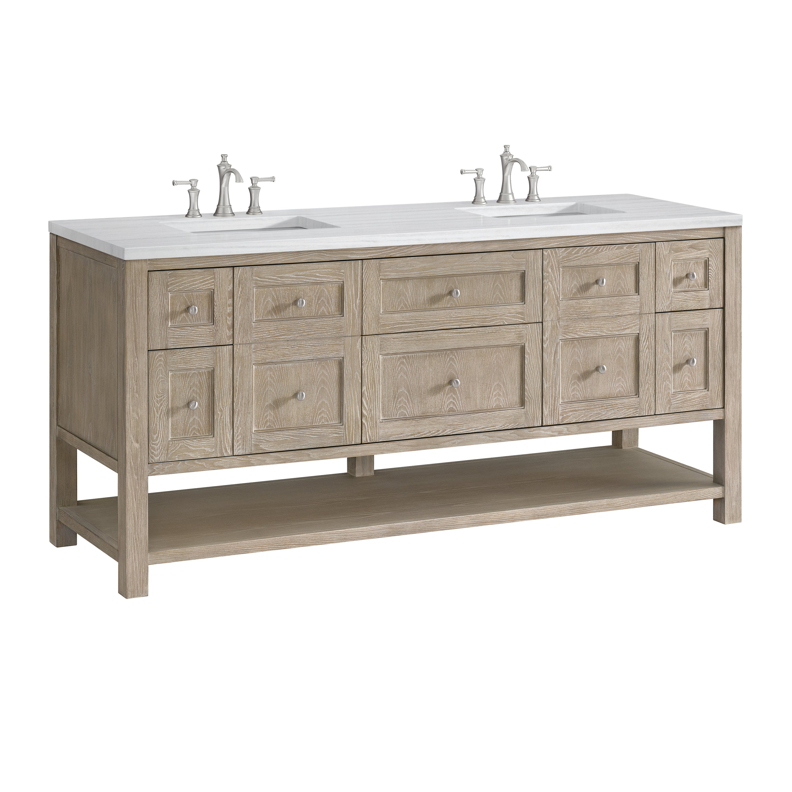 James Martin Breckenridge 72" Double Vanity in Whitewashed Oak with 3cm Countertop