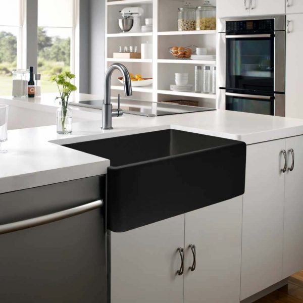 Houzer Platus 33" Fireclay Apron Front Farmhouse Single Bowl Kitchen Sink