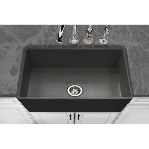 Houzer Platus 33" Fireclay Apron Front Farmhouse Single Bowl Kitchen Sink