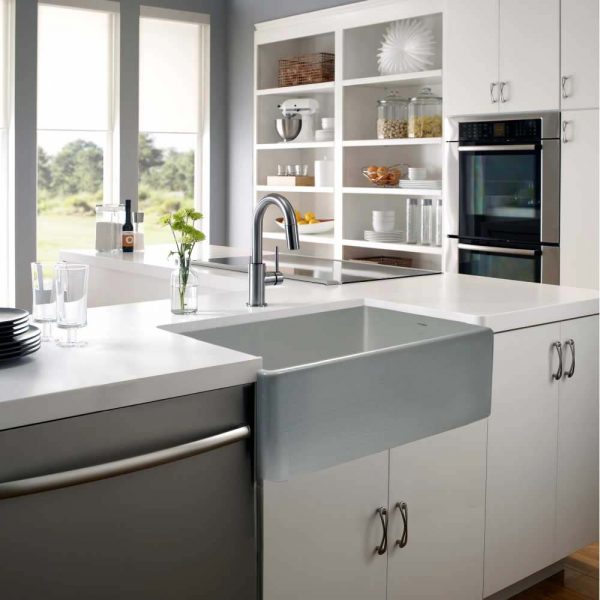 Houzer Platus 33" Fireclay Apron Front Farmhouse Single Bowl Kitchen Sink