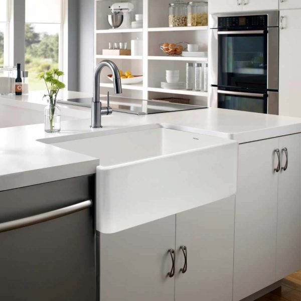 Houzer Platus 33" Fireclay Apron Front Farmhouse Single Bowl Kitchen Sink