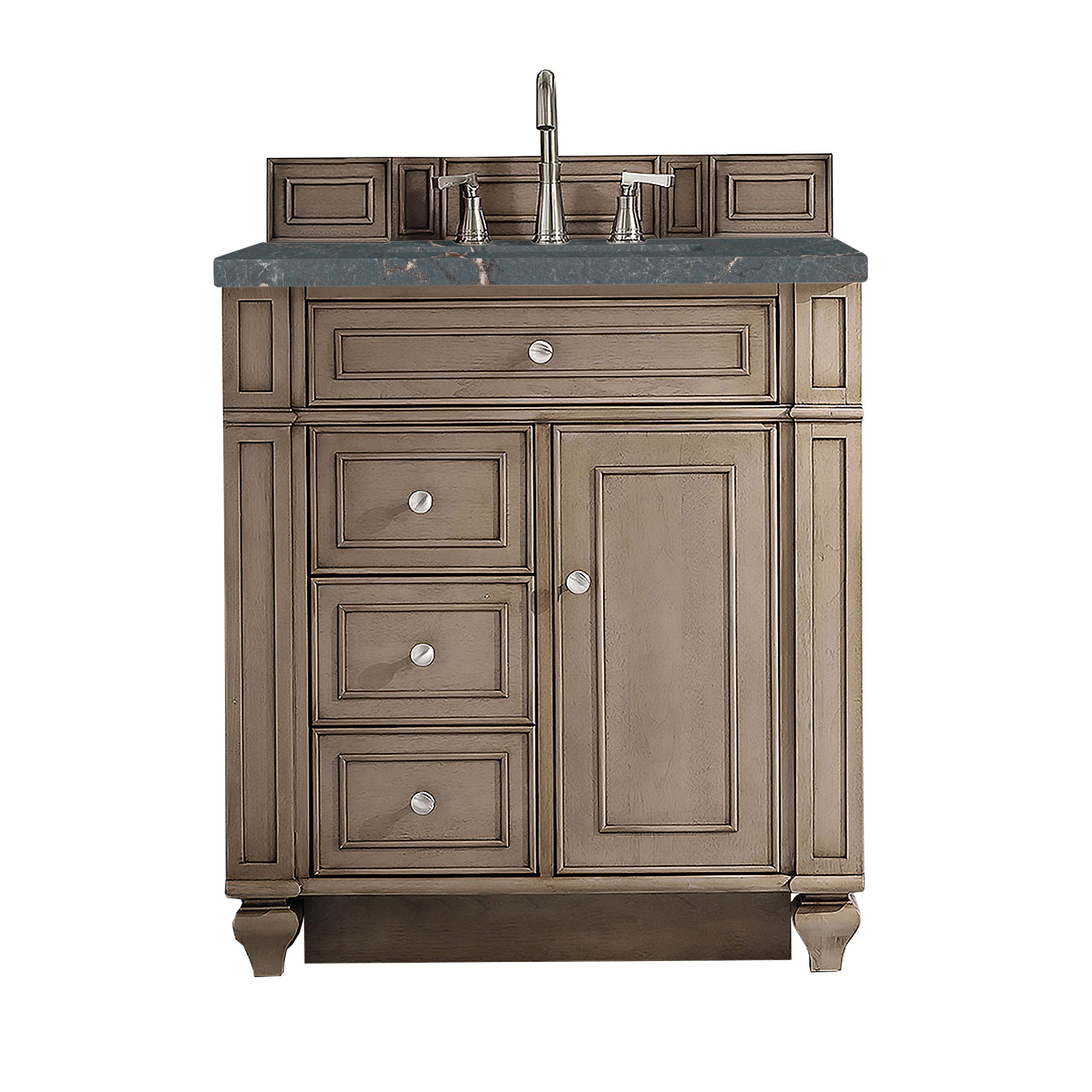 James Martin Bristol 30" Single Vanity in Whitewashed Walnut with 3cm Countertop