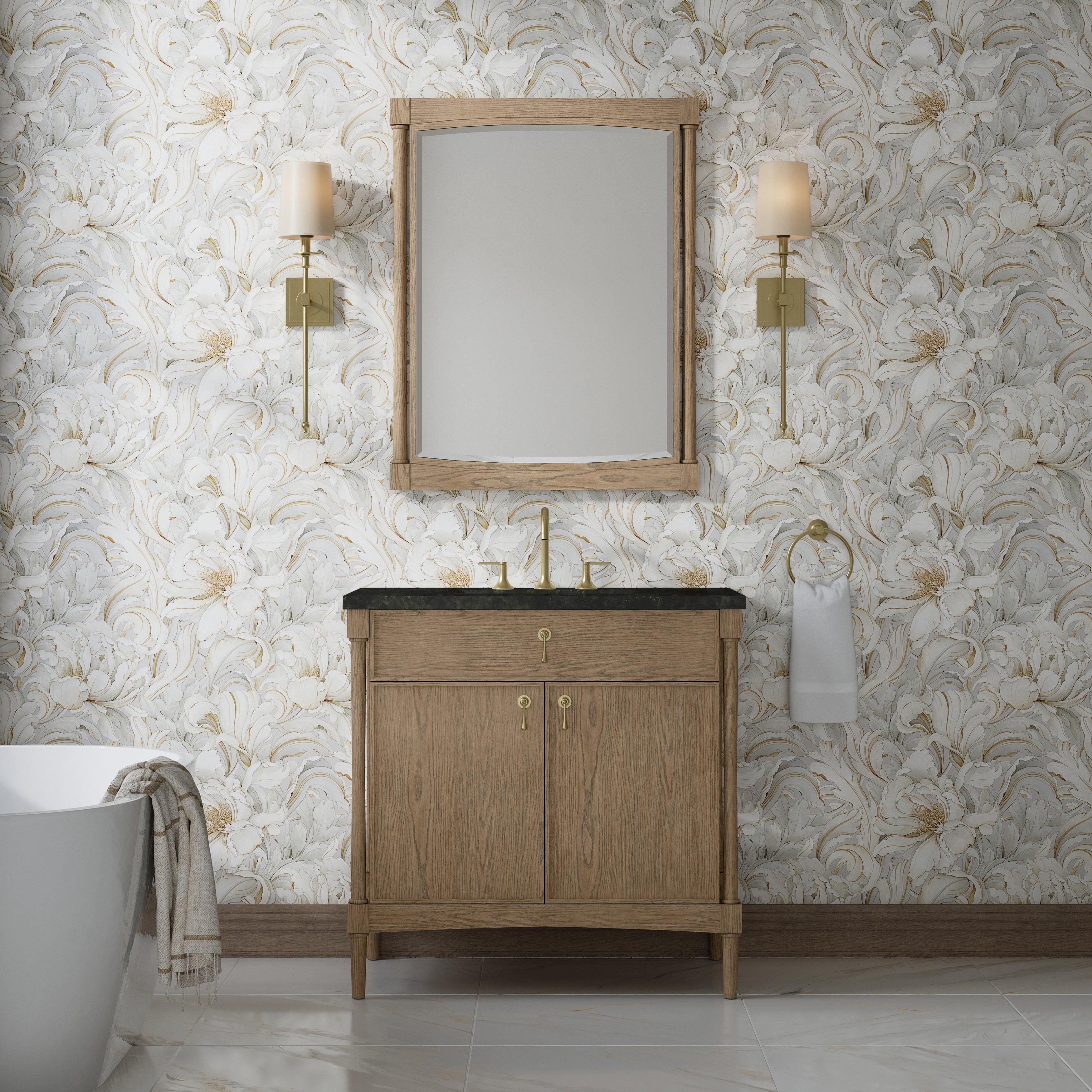 James Martin Kinnsden 36" Single Vanity in Weathered Oak with 3cm Countertop