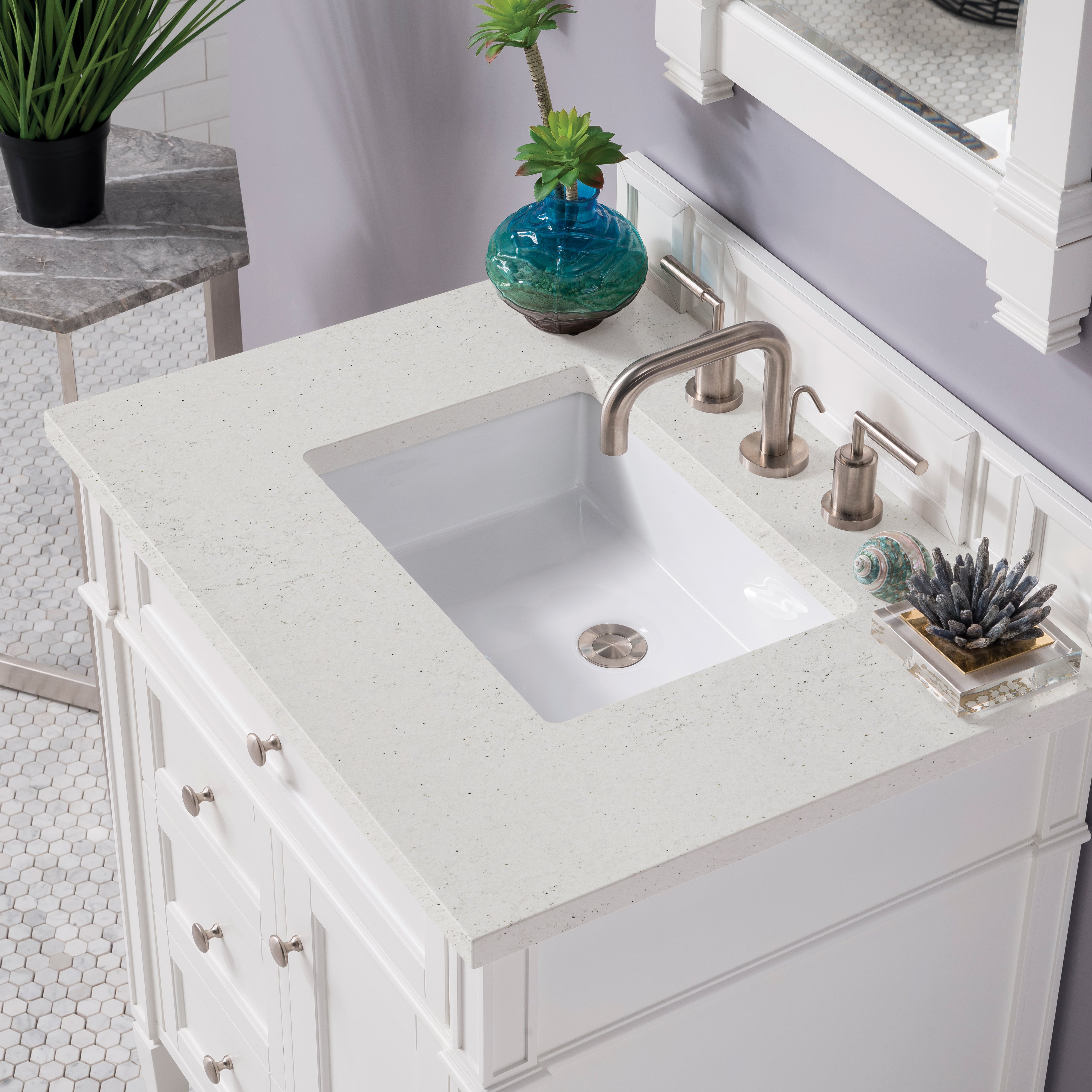 James Martin Brittany 30" Single Vanity in Bright White with 3cm Countertop