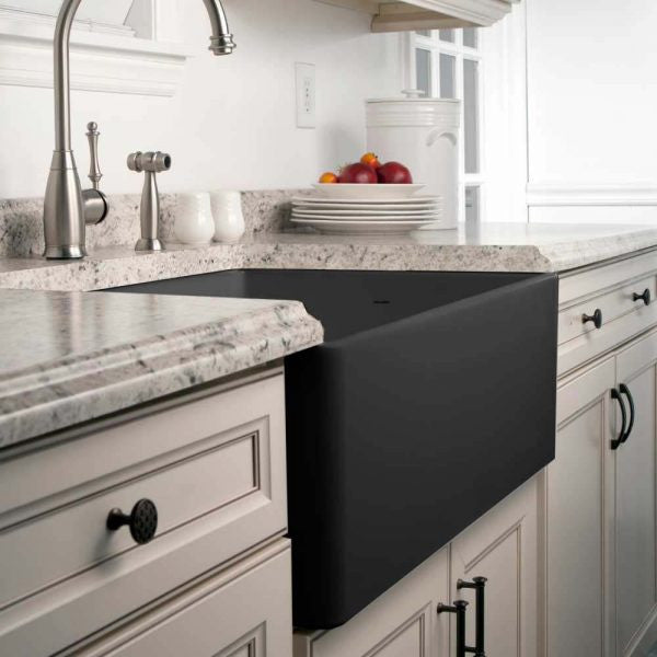 Houzer Platus 30 inch White Fireclay Apron Front Farmhouse Single Bowl Kitchen Sink - PTS-4100 WH