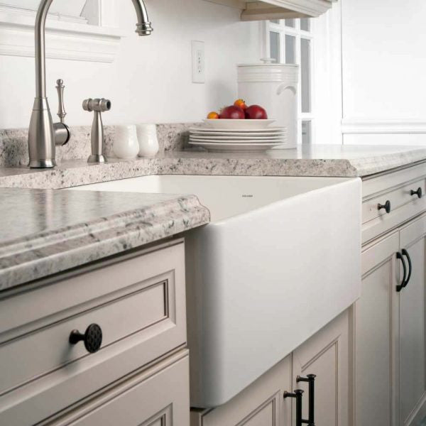 Houzer Platus 30 inch White Fireclay Apron Front Farmhouse Single Bowl Kitchen Sink - PTS-4100 WH