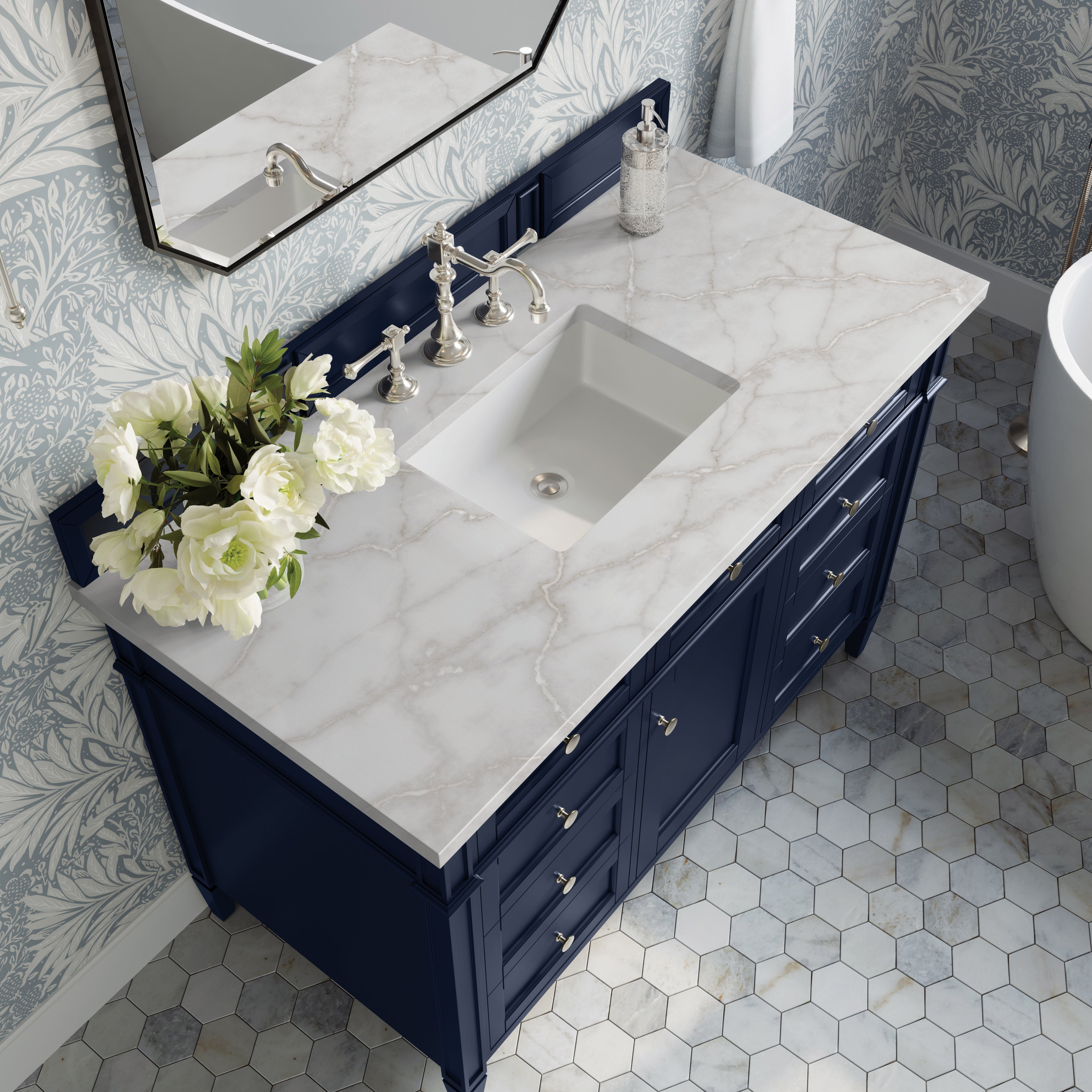 James Martin Brittany 48" Single Vanity in Victory Bleu with 3cm Countertop
