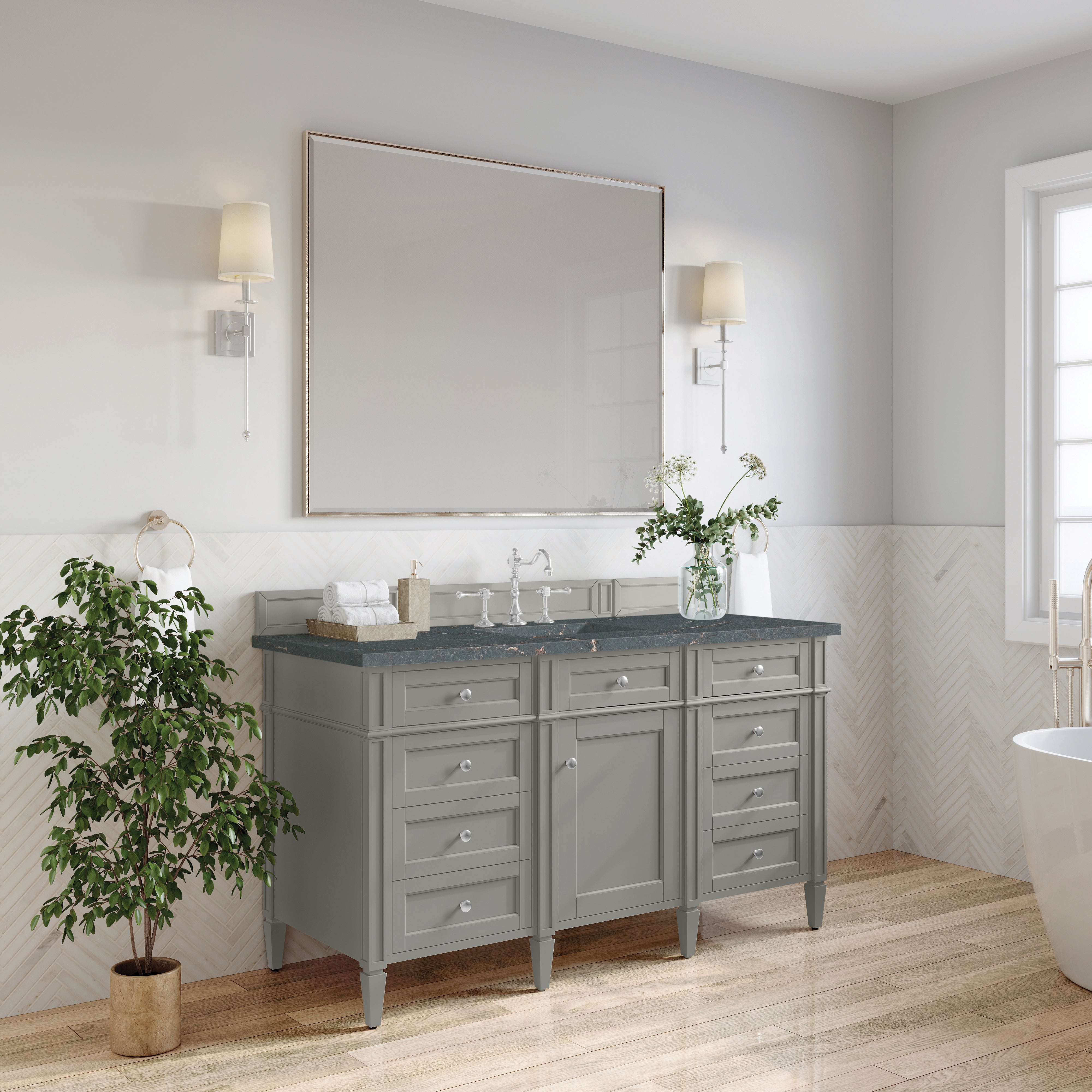 James Martin Brittany 60" Single Vanity in Urban Gray with 3cm Countertop
