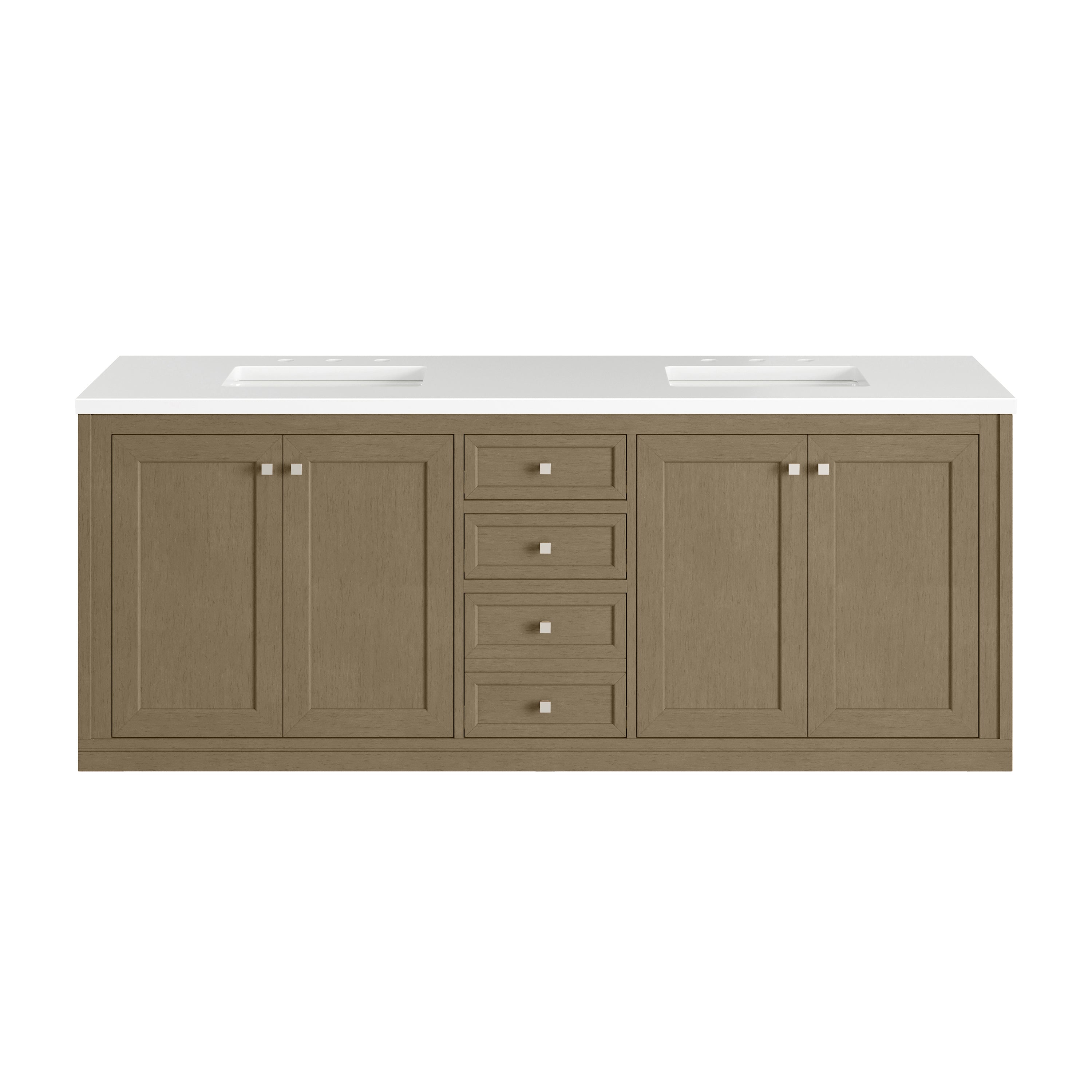 James Martin Chicago 72" Double Vanity in Walnut Whisper with 3cm Countertop