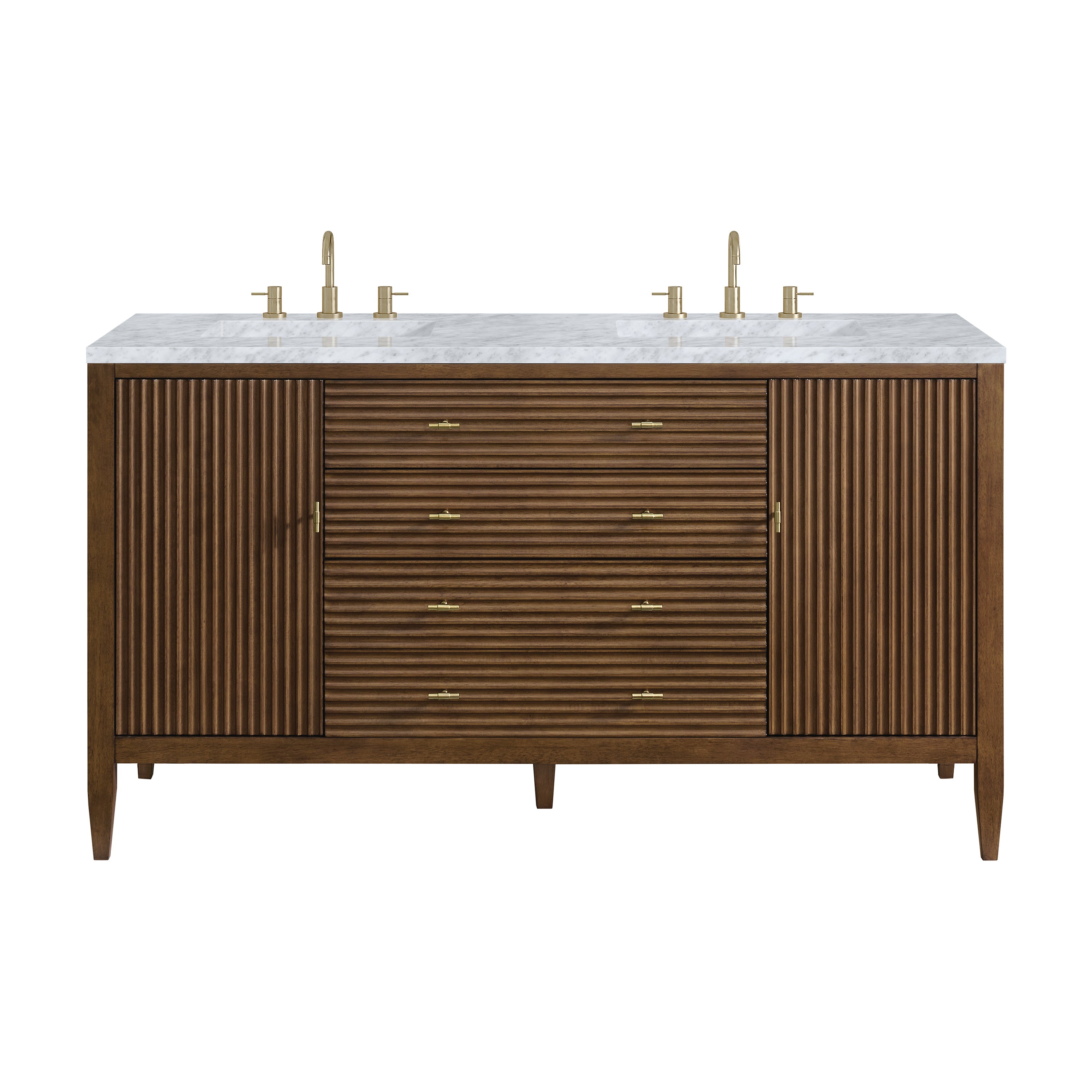 James Martin Myrrin 60" Double Vanity in Mid Century Walnut with 3cm Countertop