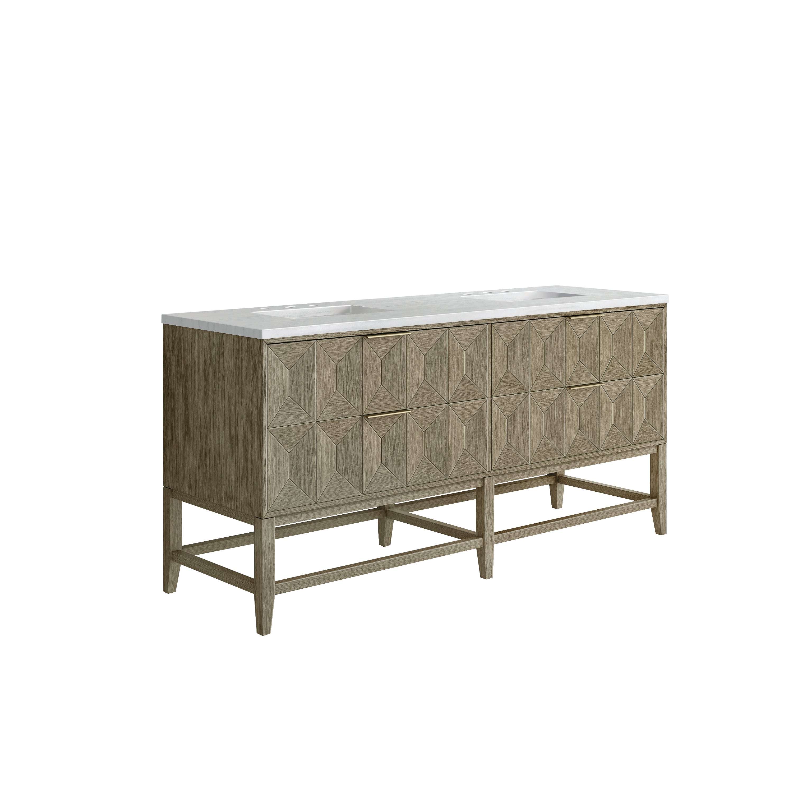 James Martin Emmeline 72" Double Vanity in Pebble Oak with 3cm Countertop