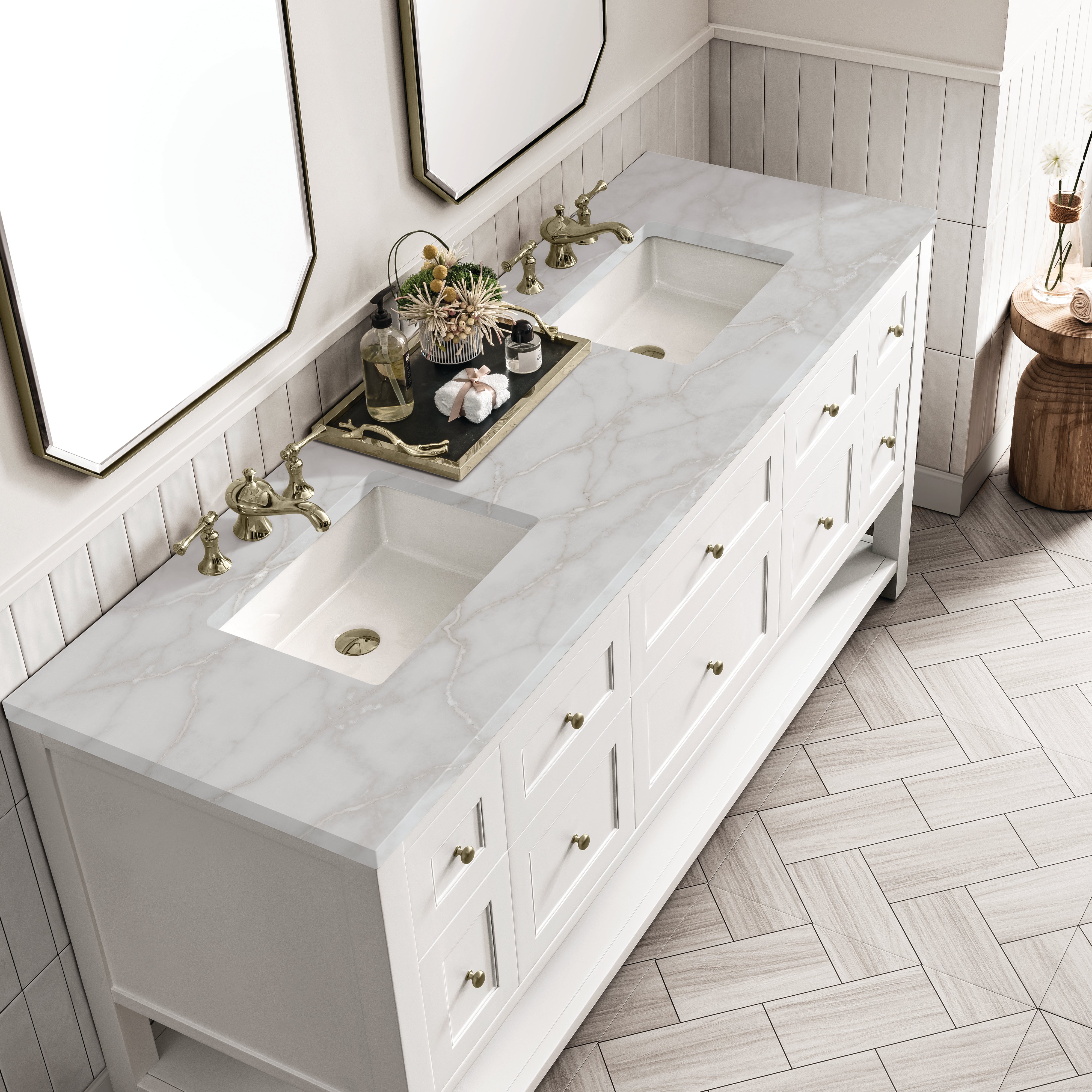 James Martin Breckenridge 72" Double Vanity in Bright White with 3cm Countertop