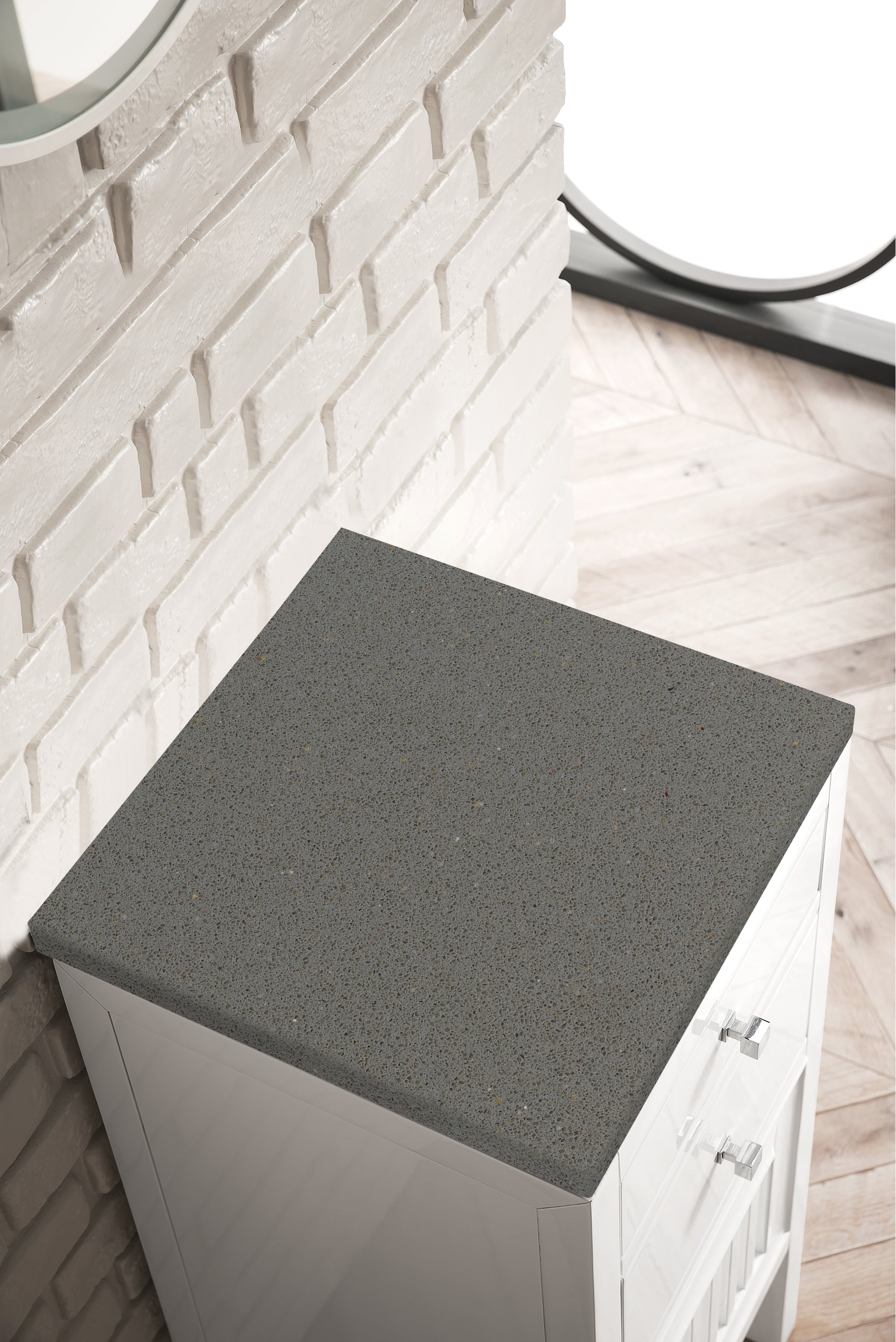James Martin Athens 15" Base Cabinet with Drawers and Right Door in Glossy White with 3cm Countertop