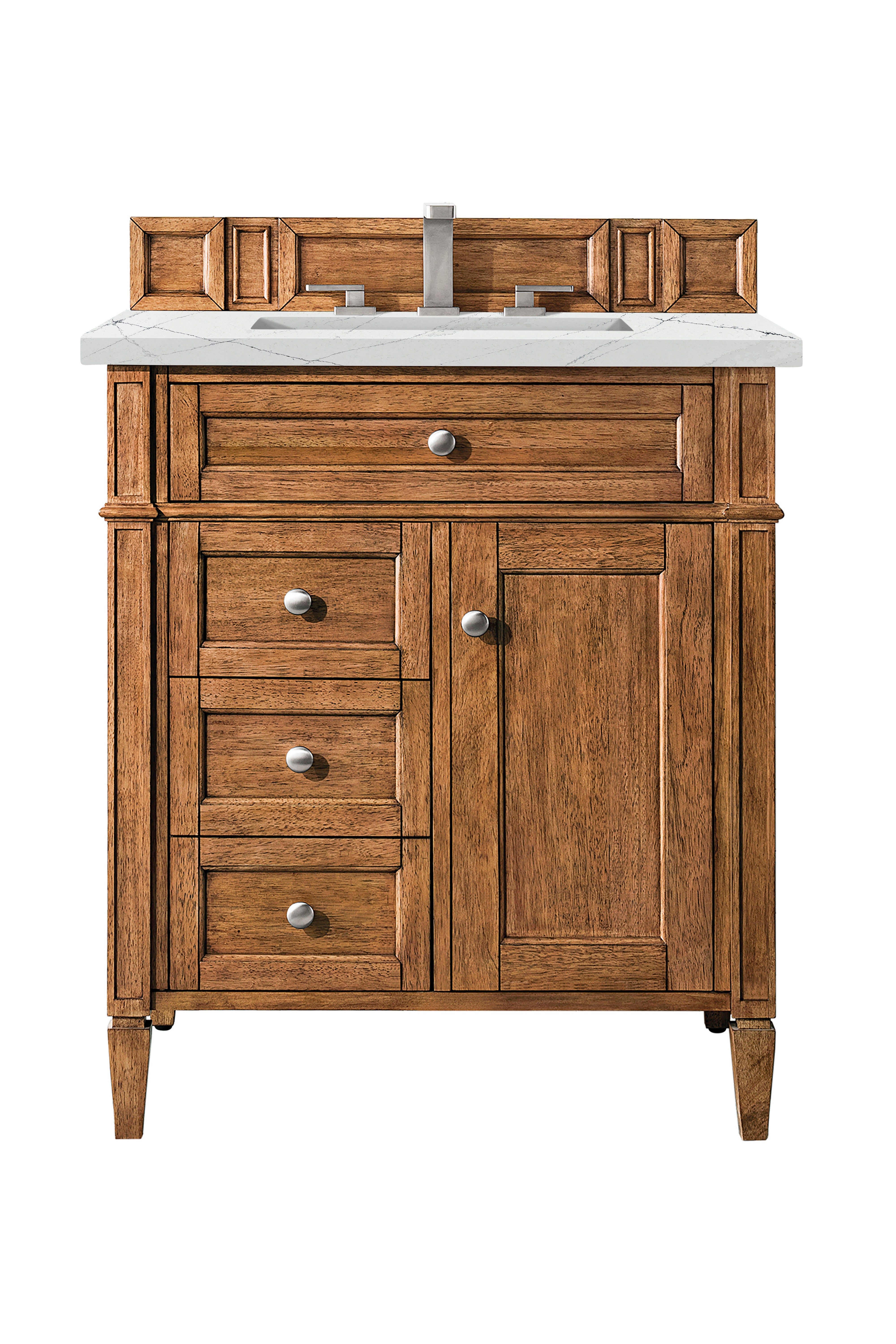 James Martin Brittany 30" Single Vanity in Saddle Brown with 3cm Countertop