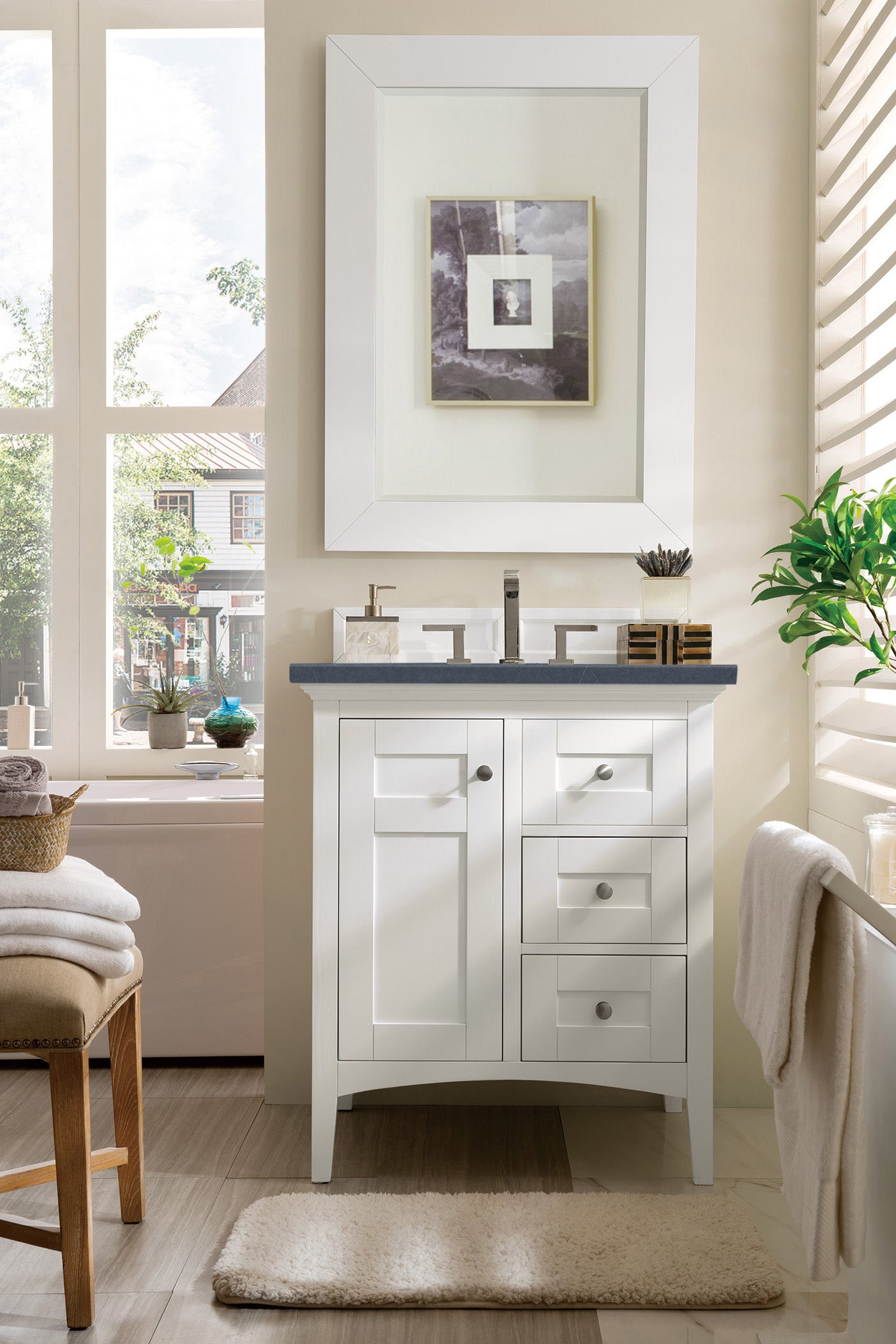 James Martin Palisades 30" Single Vanity in Bright White with 3cm Countertop