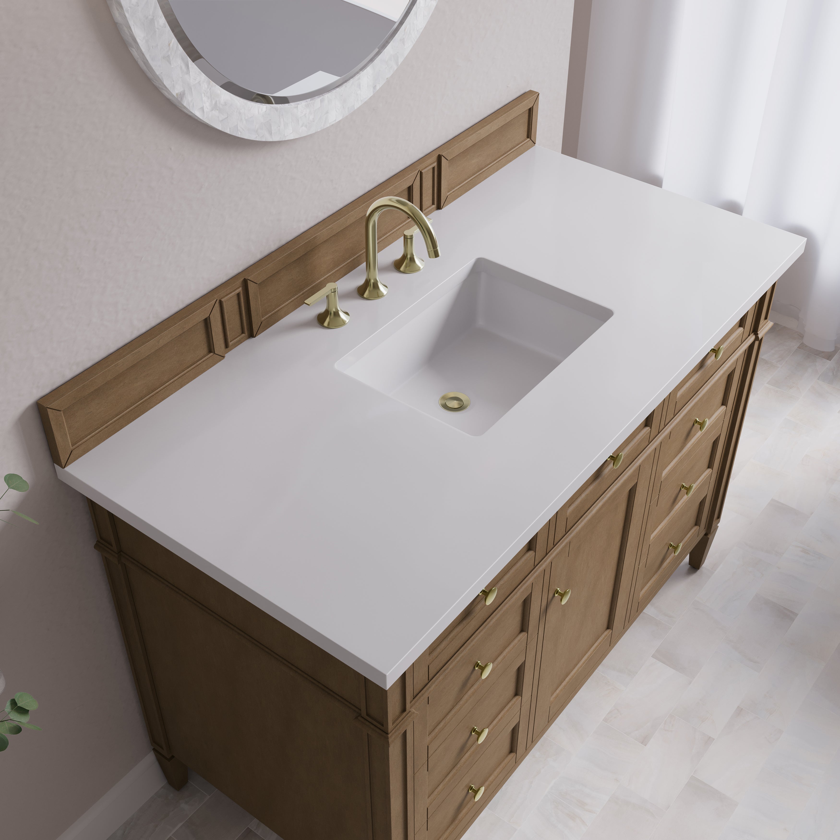 James Martin Brittany 48" Single Vanity in Pecan with 3cm Countertop