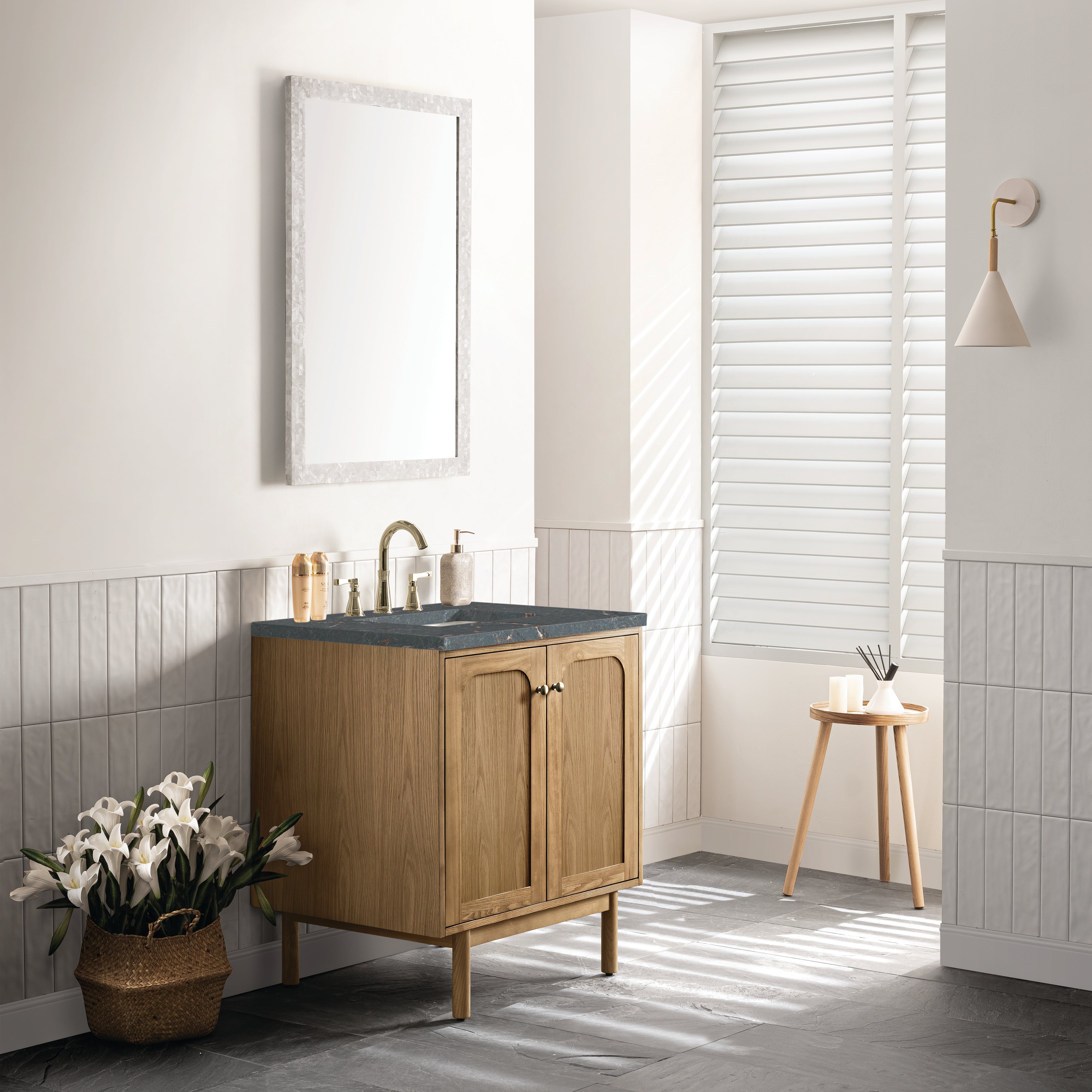 James Martin Laurent 30" Single Vanity in Light Natural Oak with 3cm Countertop