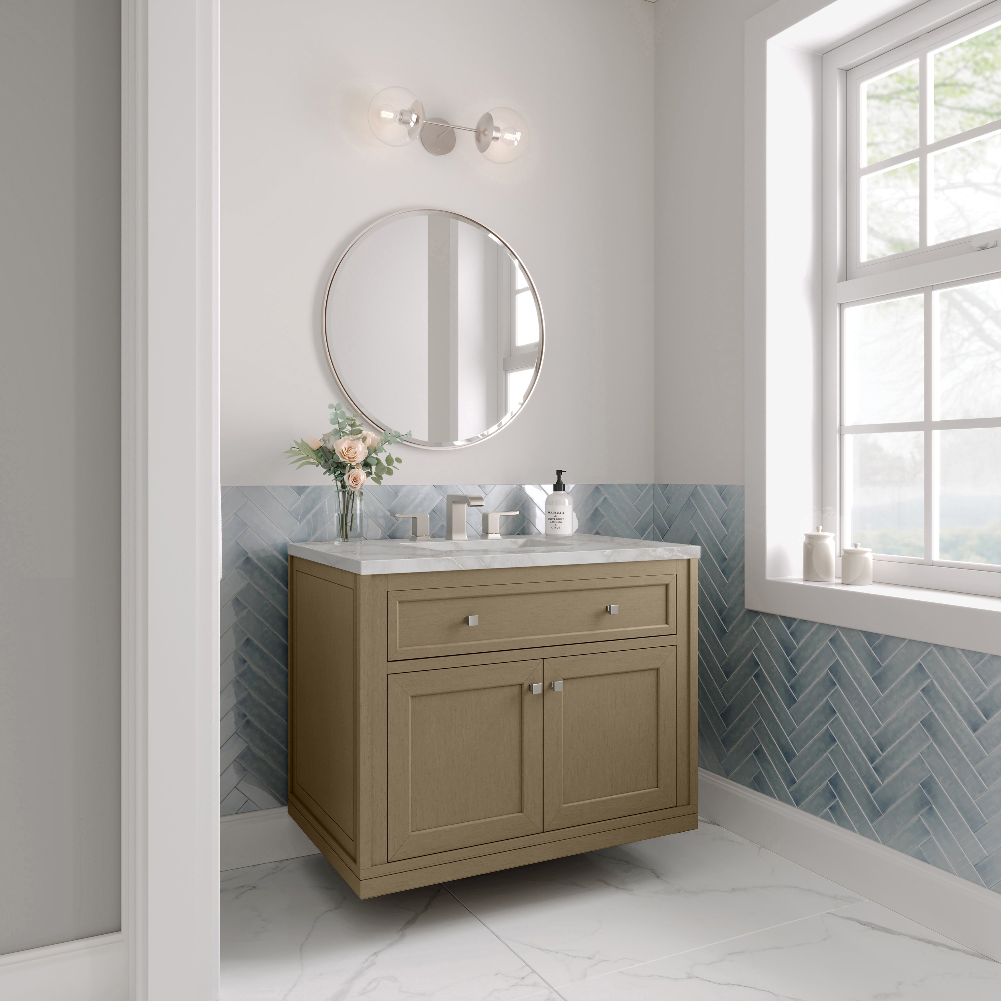 James Martin Chicago 36" Single Vanity in Walnut Whisper with 3cm Countertop