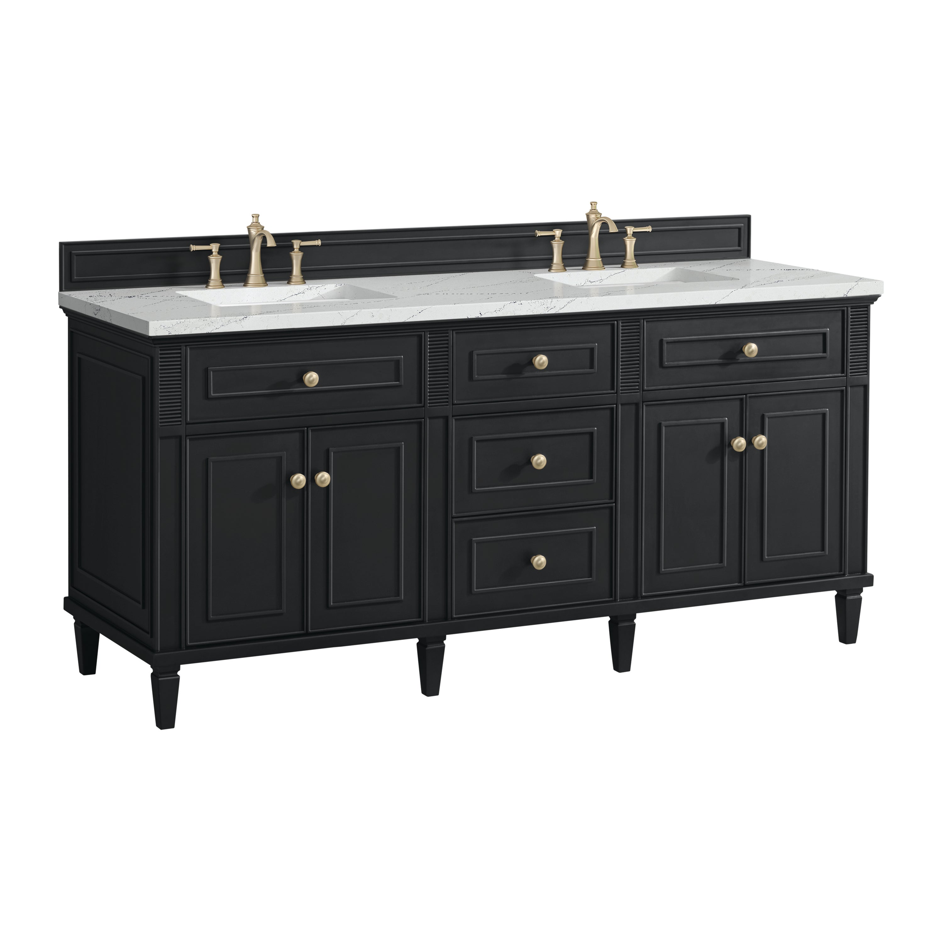 James Martin Lorelai 72" Double Vanity in Black Onyx with 3cm Countertop and FreePower Wireless Charger
